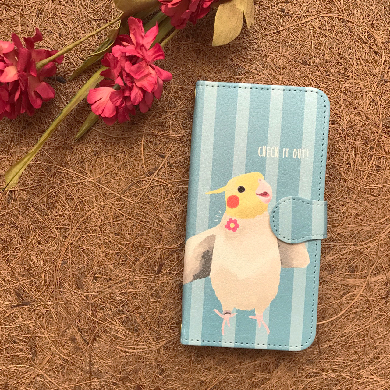 癒し系オカメインコのほんわか手帳型ケース Base Mag