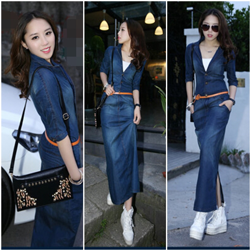 カッコよく ハイセンスカジュアルな着こなし マキシ丈デニムワンピース Base Mag