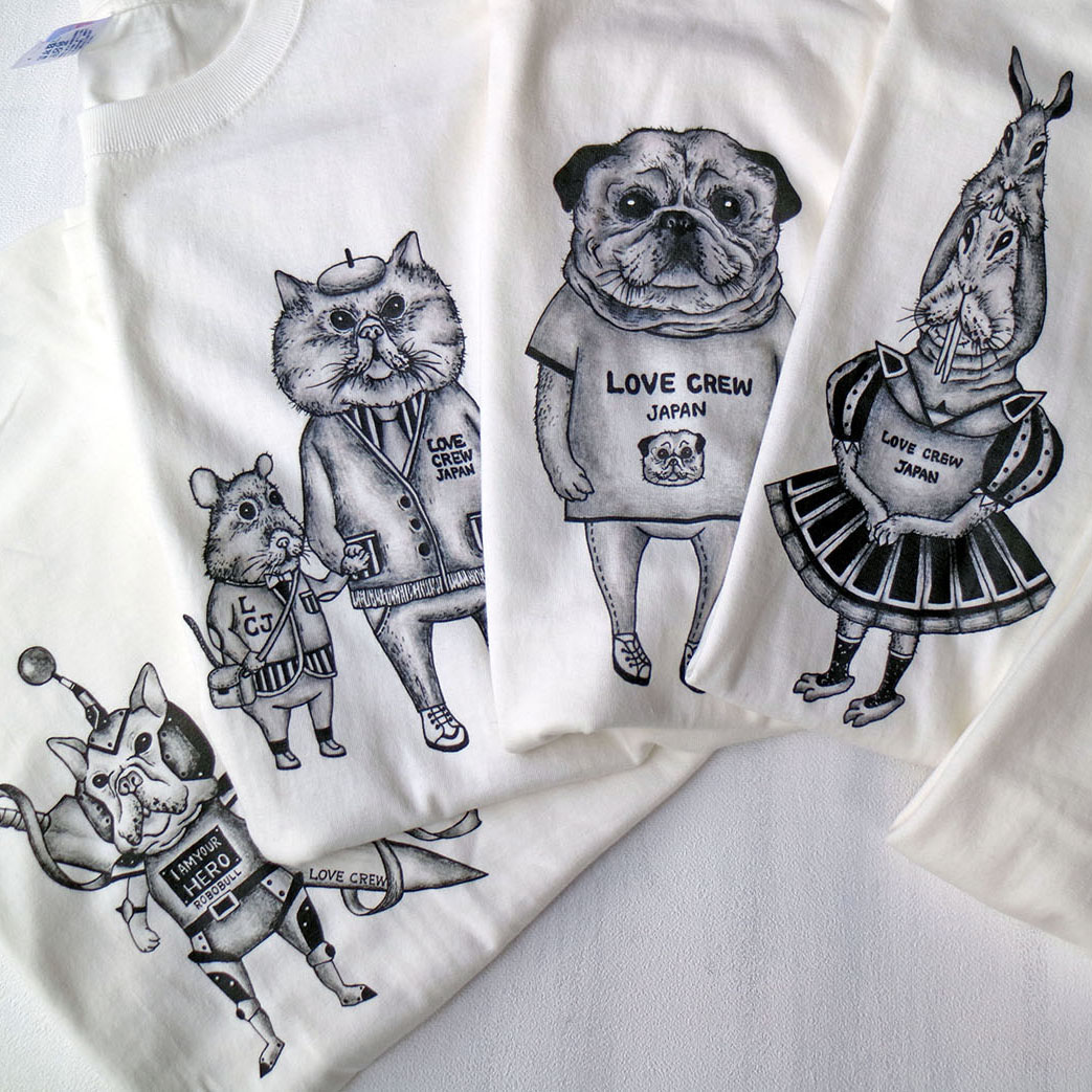 動物好きさん必見 Love Crew オリジナルイラストユニセックスtシャツ Base Mag