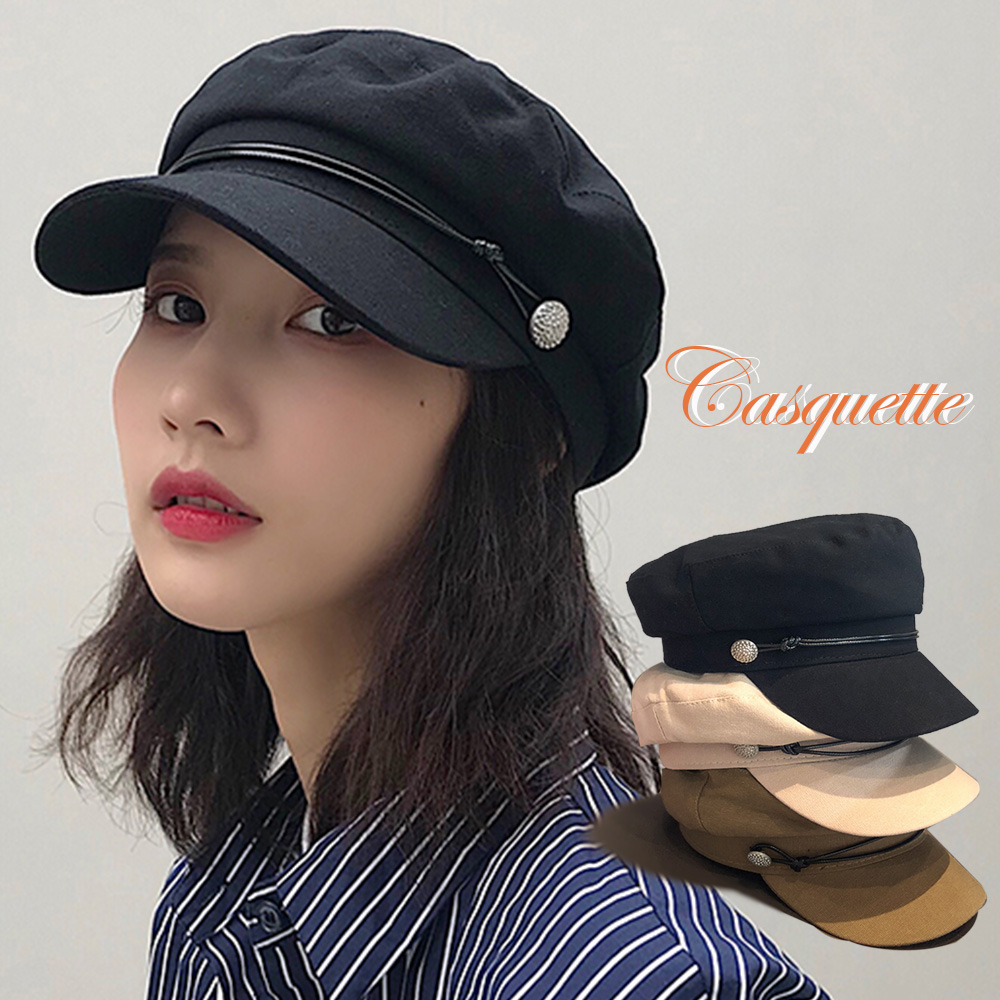 キャスケット 帽子 マリンキャップ レディース おしゃれ 可愛い 飾りボタン シンプル 大人 Base Mag