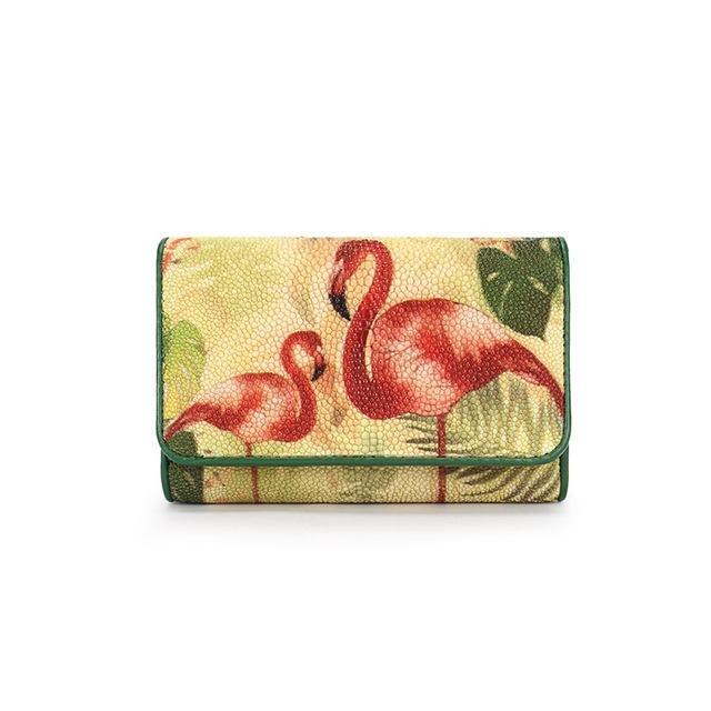 エイ革 幸福を呼ぶフラミンゴ柄 レディース 長財布 Base Mag