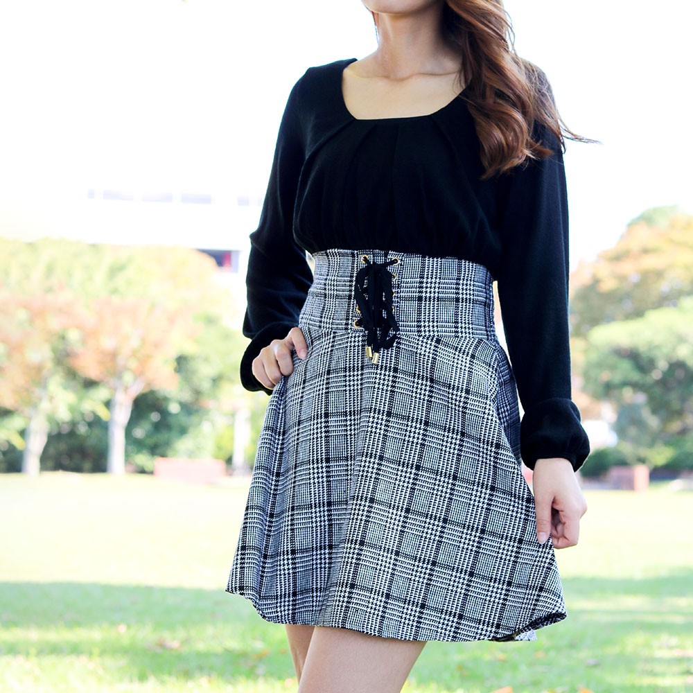 １枚でスタイルが決まる 上品なグレンチェックワンピース Base Mag