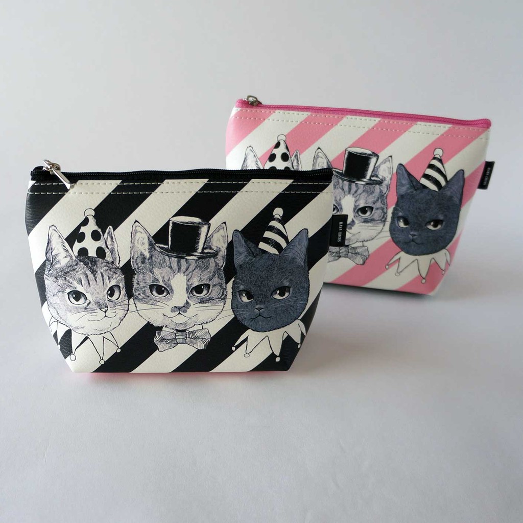 はちわれ くろねこ きじとら あなたはどの子がタイプ かわいい猫たちのサーカス団ポーチ Base Mag