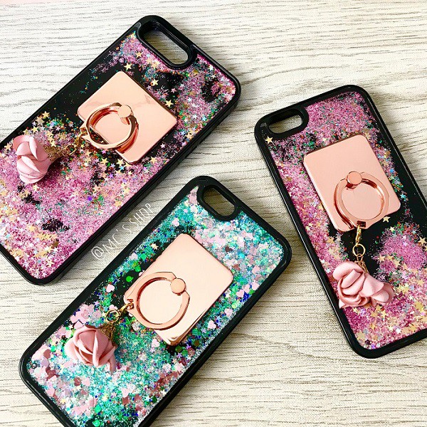 揺れるフラワーチャーム キラキラが動くグリッターiphoneケース Base Mag 揺れるフラワーチャーム キラキラが動くグリッターiphoneケース Base Mag