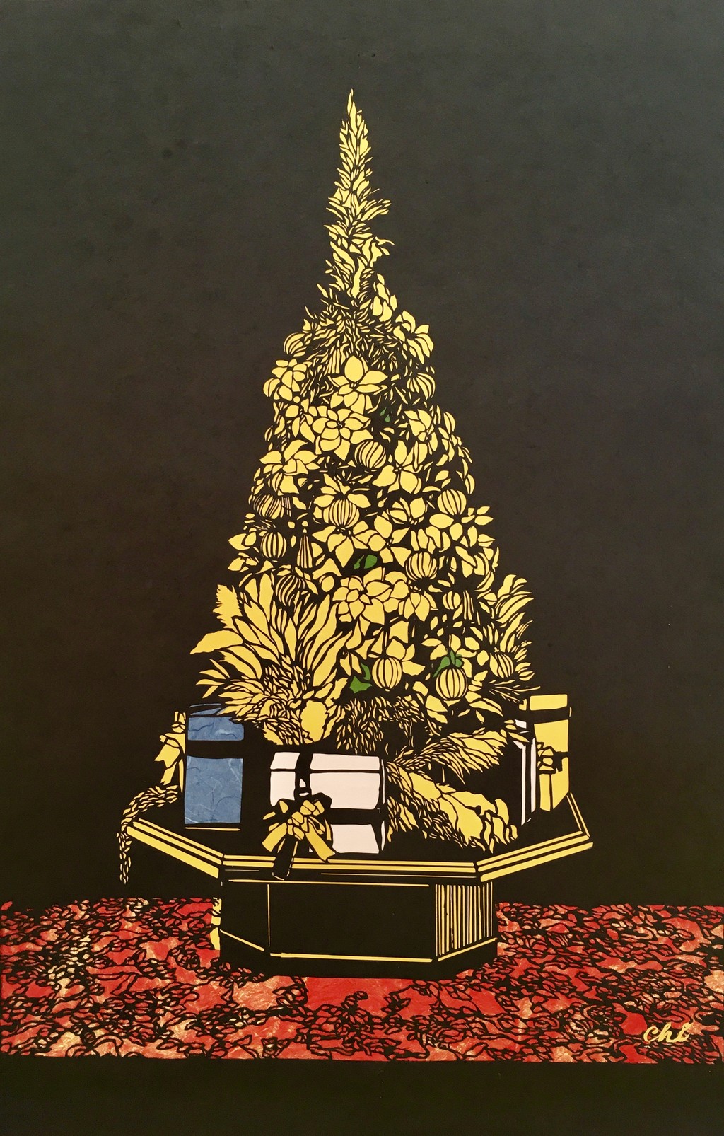 切り絵原画 クリスマスツリー 華やかでいて落ち着いた雰囲気の切り絵作品をお部屋飾ってみませんか Base Mag