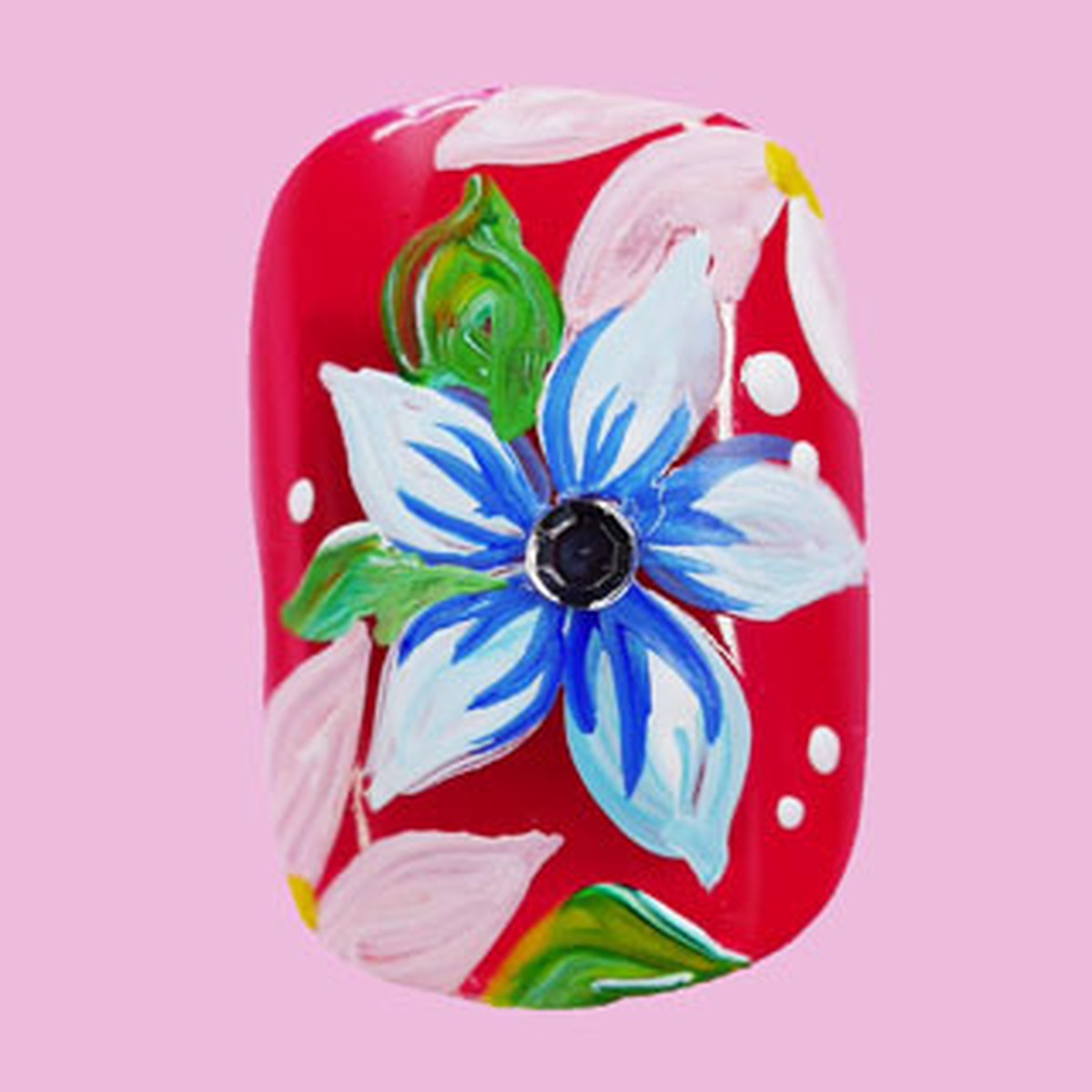 ネイリスト技能検定試験受験者必見 合格フラワーアート 尖った花 ポルトブルー