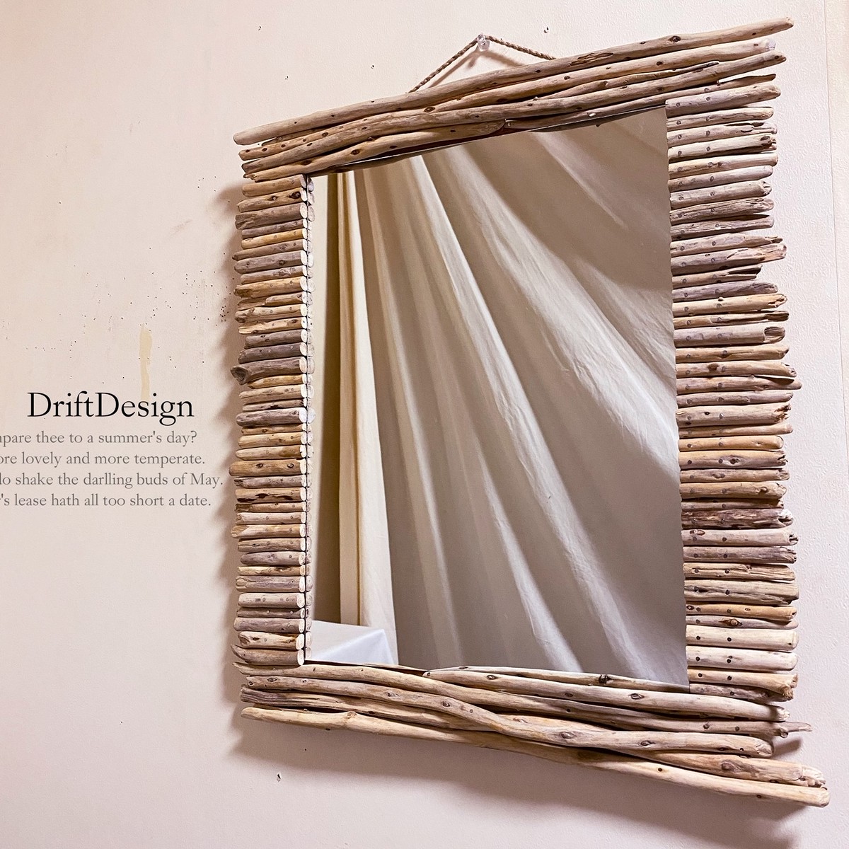 味わい流木のお洒落な組み合わせ筏型西海岸風壁掛けミラー 鏡 Driftdesign
