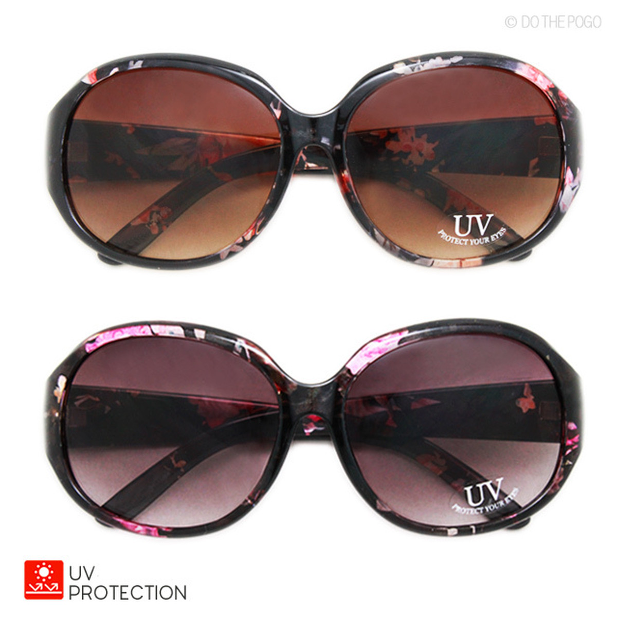 オーバルサングラス 大きなサングラス 花柄 レディースサングラス レディース Uv 紫外線 女優サングラス Do The Pogo