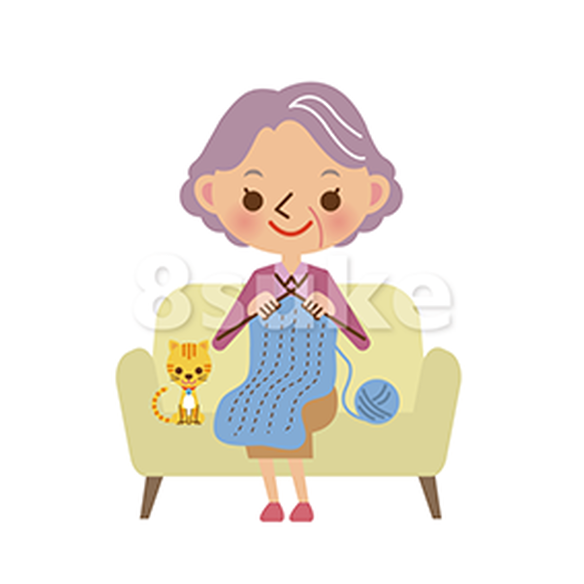イラスト素材 編み物をするおばあちゃん ベクター Jpg 8sukeの人物イラスト屋 かわいいベクター素材のダウンロード販売