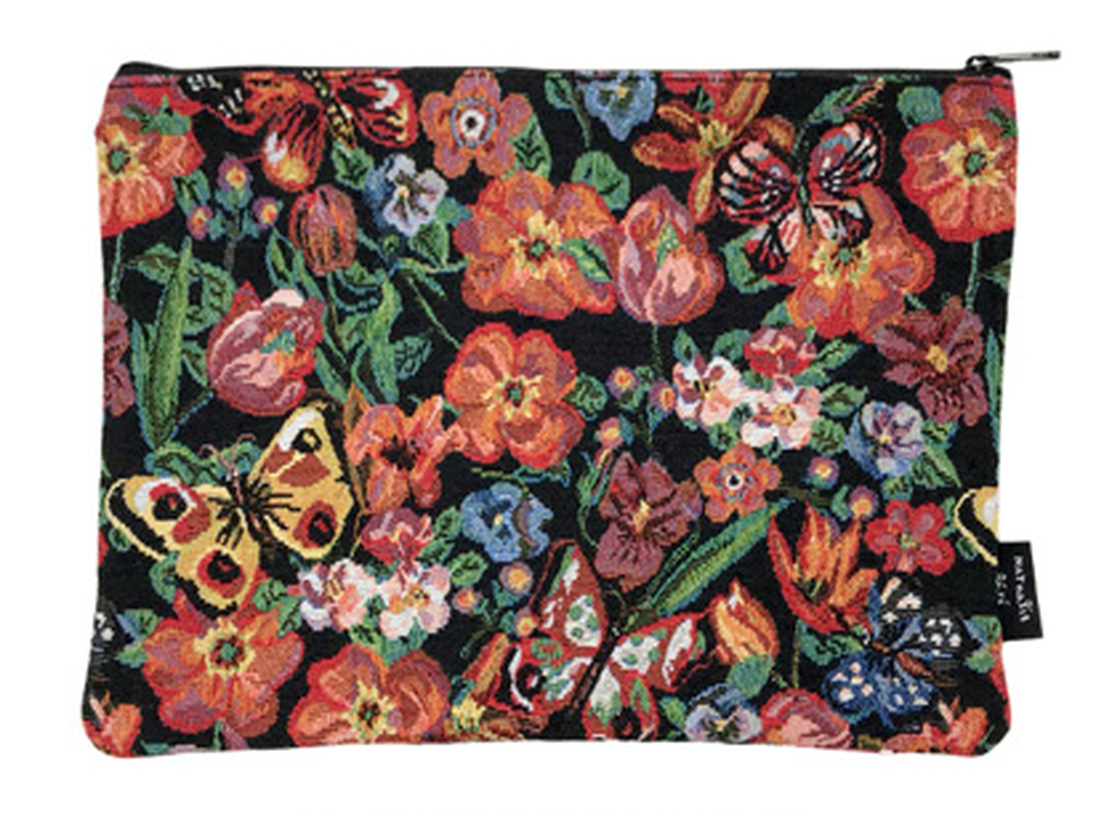 Nathalie Leteナタリーレテ フラットポーチ Butterfly Flower De Cor