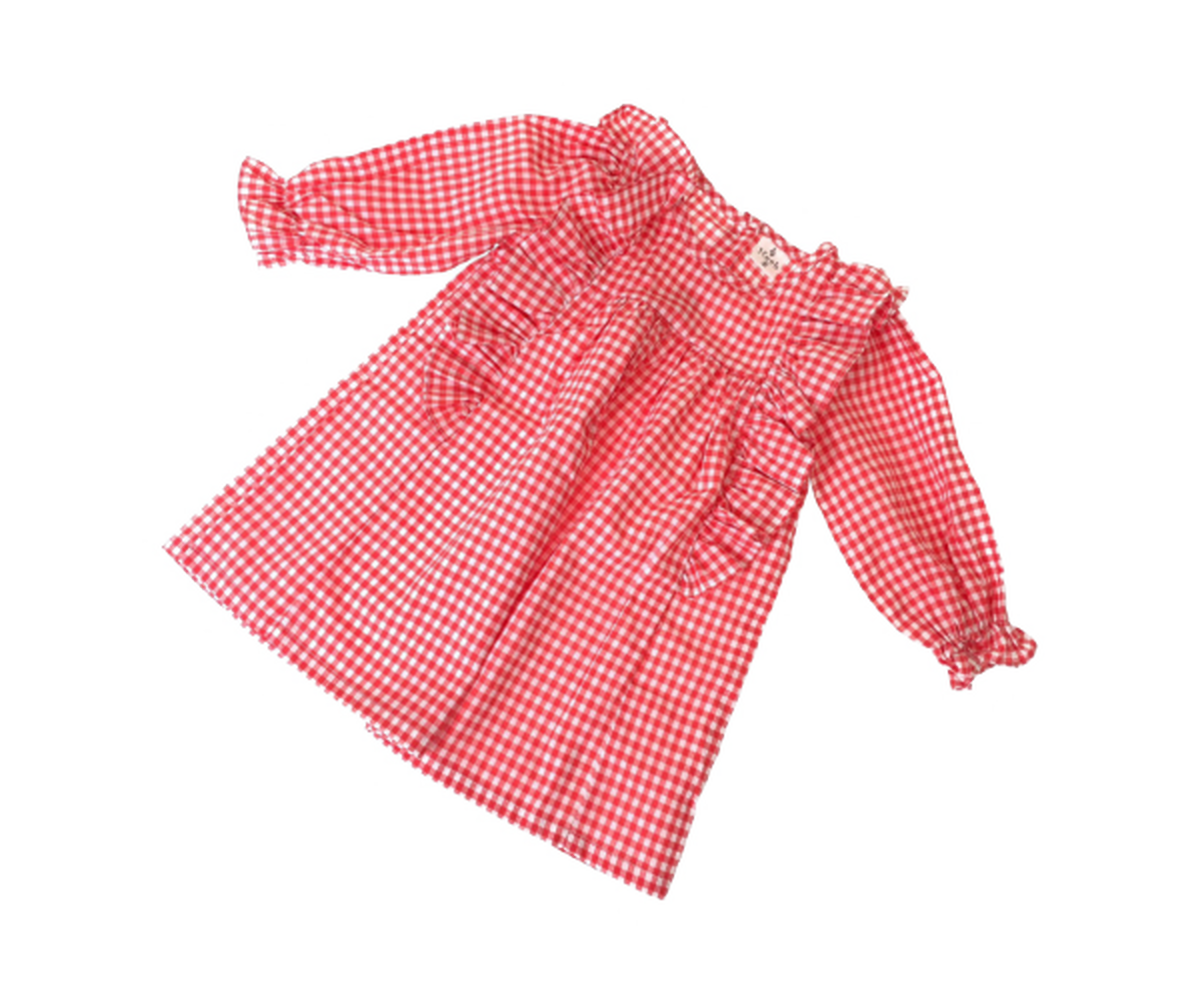 Gingham 長袖 フリル ワンピース チュニック ギンガムチェック レッド Herb Angel Order お洒落で可愛い韓国子供服の通販ショップ Gingham 長袖 フリル ワンピース チュニック ギンガムチェック レッド Herb Angel Order お洒落で可愛い韓国子供服の通販ショップ