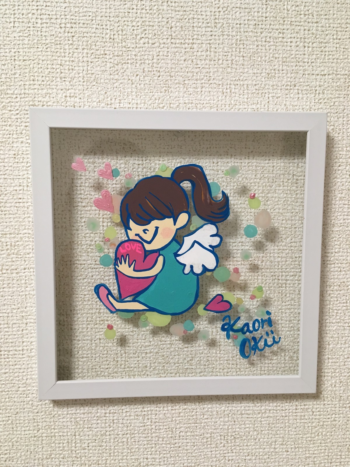 アクリル板 アート 原画一点物 Love アクリル星海岸 沖井 かおり