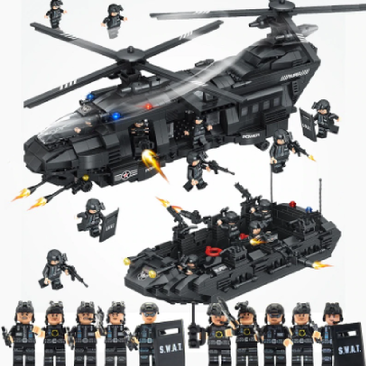レゴ互換 Swat部隊 輸送ヘリ ミニフィグ 豪華セット 軍隊 ヘリコプター スワット 警察 特殊部隊 ミリタリー 知育玩具 Happy Hobby あなたのベストが見つかるお店
