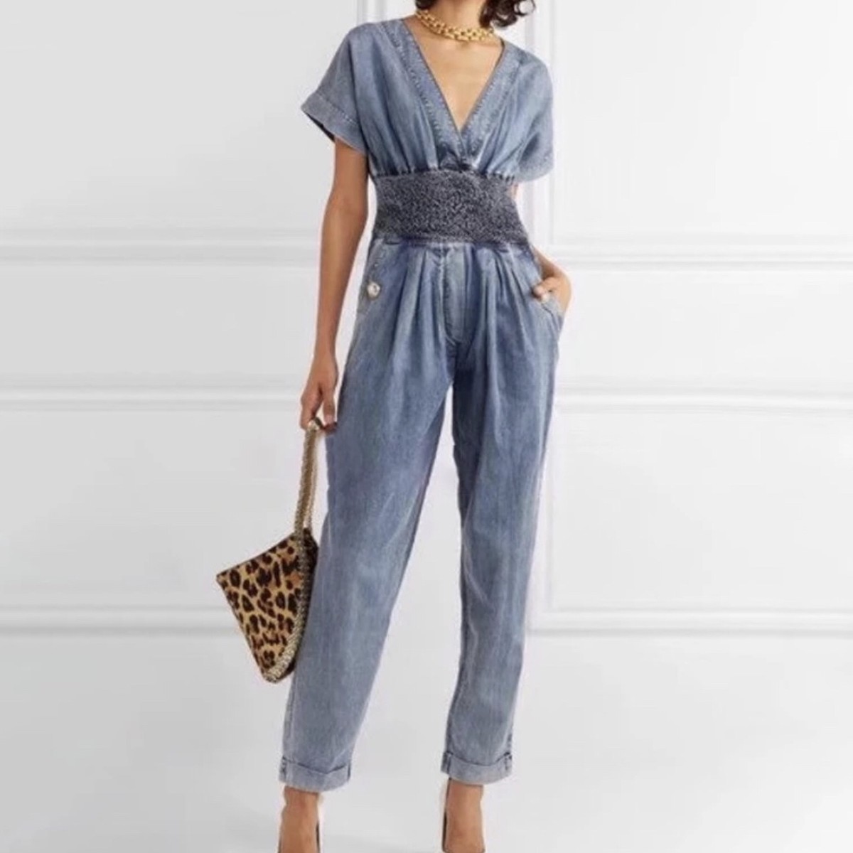 デニム ロンパース バックファスナー ポケット付き 9style