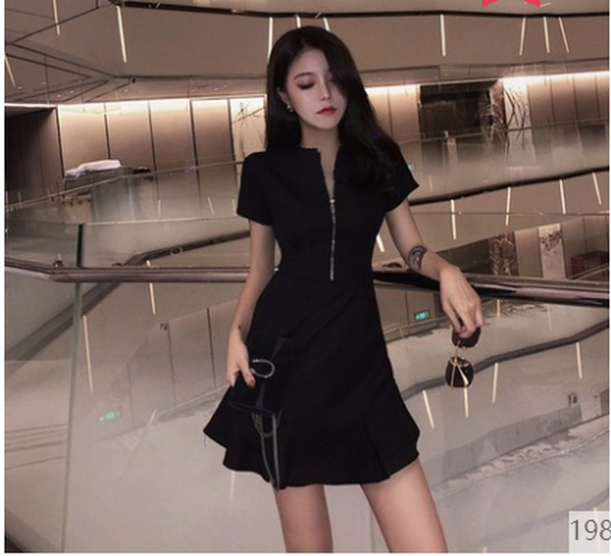 黒ワンピース フィッシュテール シフォン ミニ丈 韓国風 春夏秋 セクシー Morecute