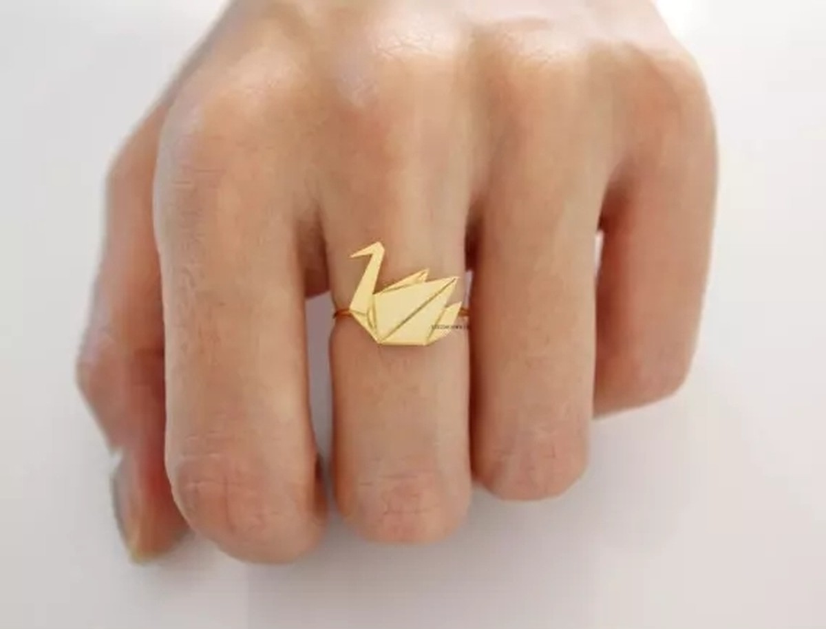 鶴の折り紙 シルバーリング 指輪 フリーサイズ Caos Ring