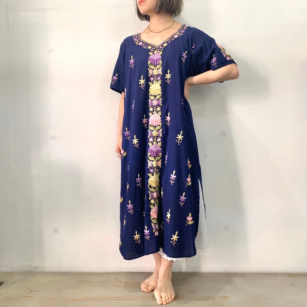 ヨーロッパ古着 Old カシミール刺繍 ワンピース インド刺繍 Chupa