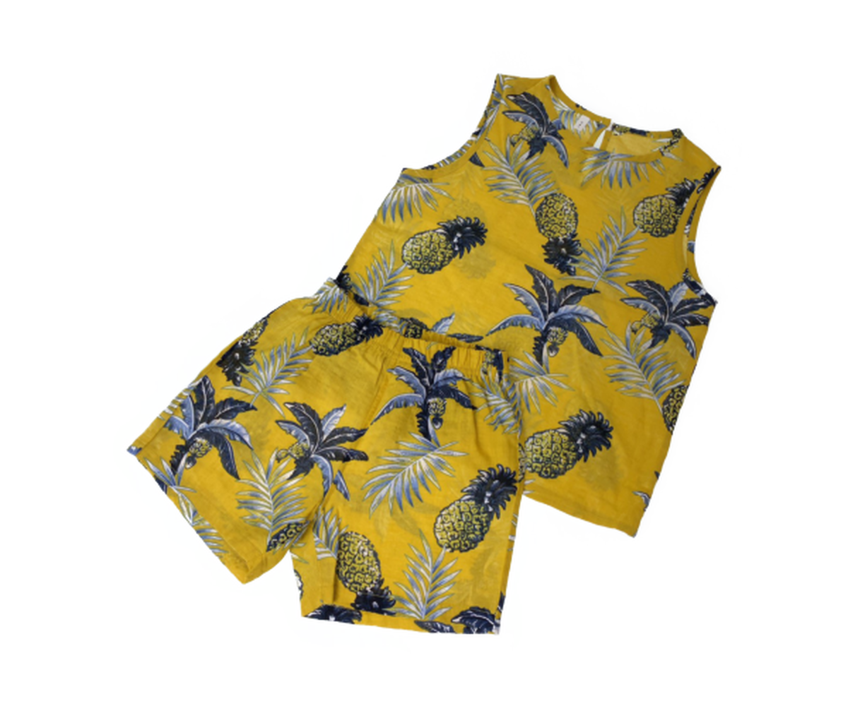 Palm Tree パームツリー柄 セットアップ ノースリーブシャツ 短パン イエロー Herb Angel Order お洒落で可愛い 韓国子供服の通販ショップ