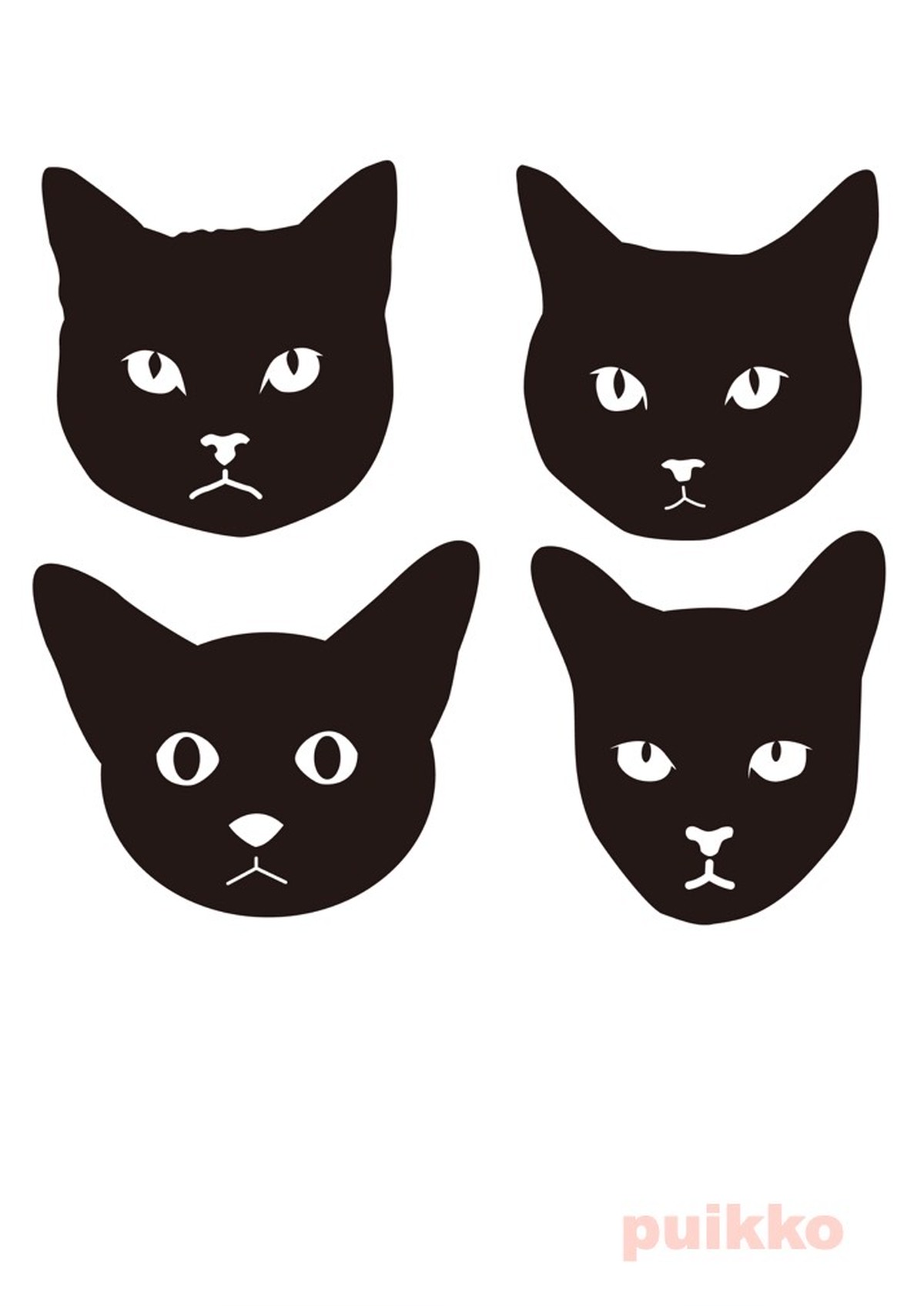 イラストデータ 猫の顔シルエット Puikko