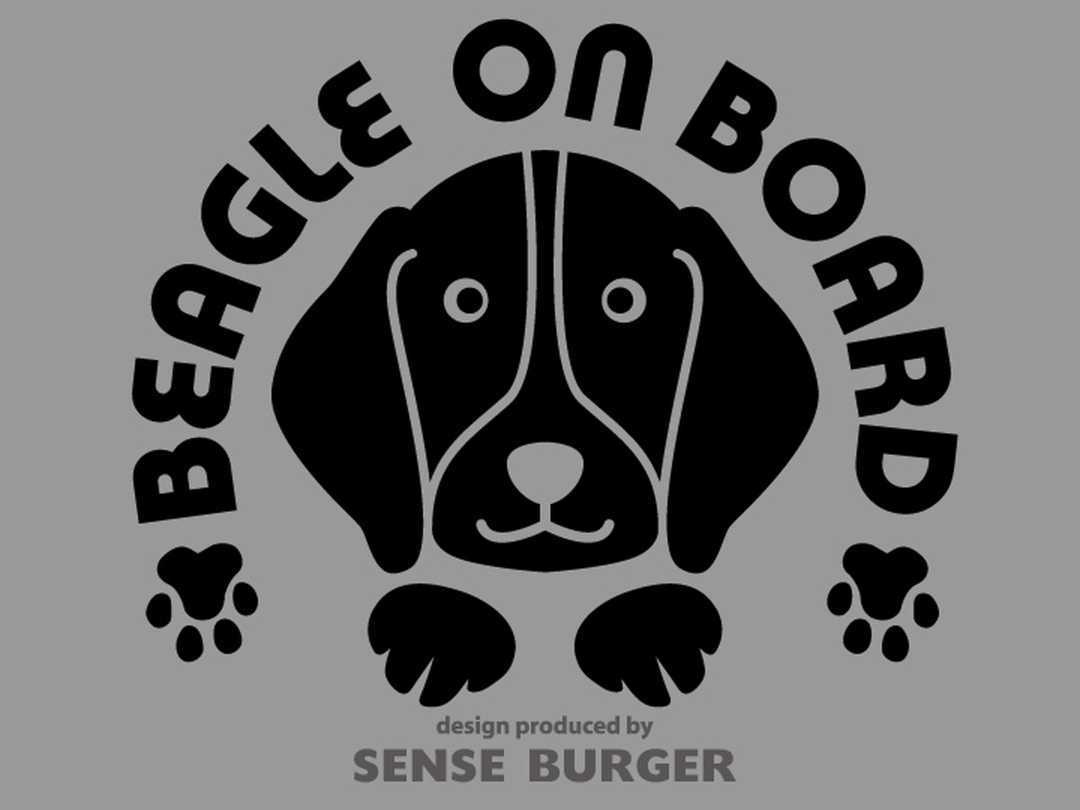 Beagle On Board ビーグル 犬 Dog In Car Beagle 車に貼り付け シール ステッカー デカール 黒 ブラック Stiblk Sense Burger