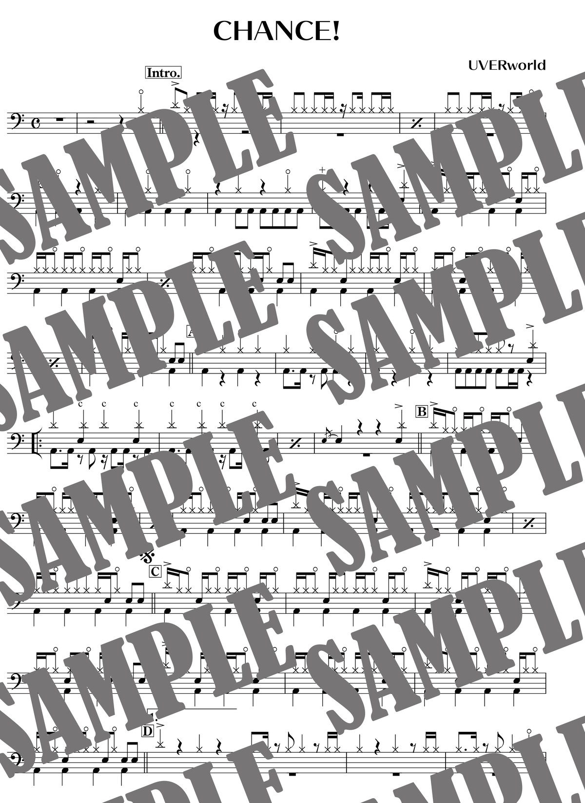 Chance Uverworld ドラム譜 ドラム譜ドットコム ドラムスコア 楽譜ダウンロード販売