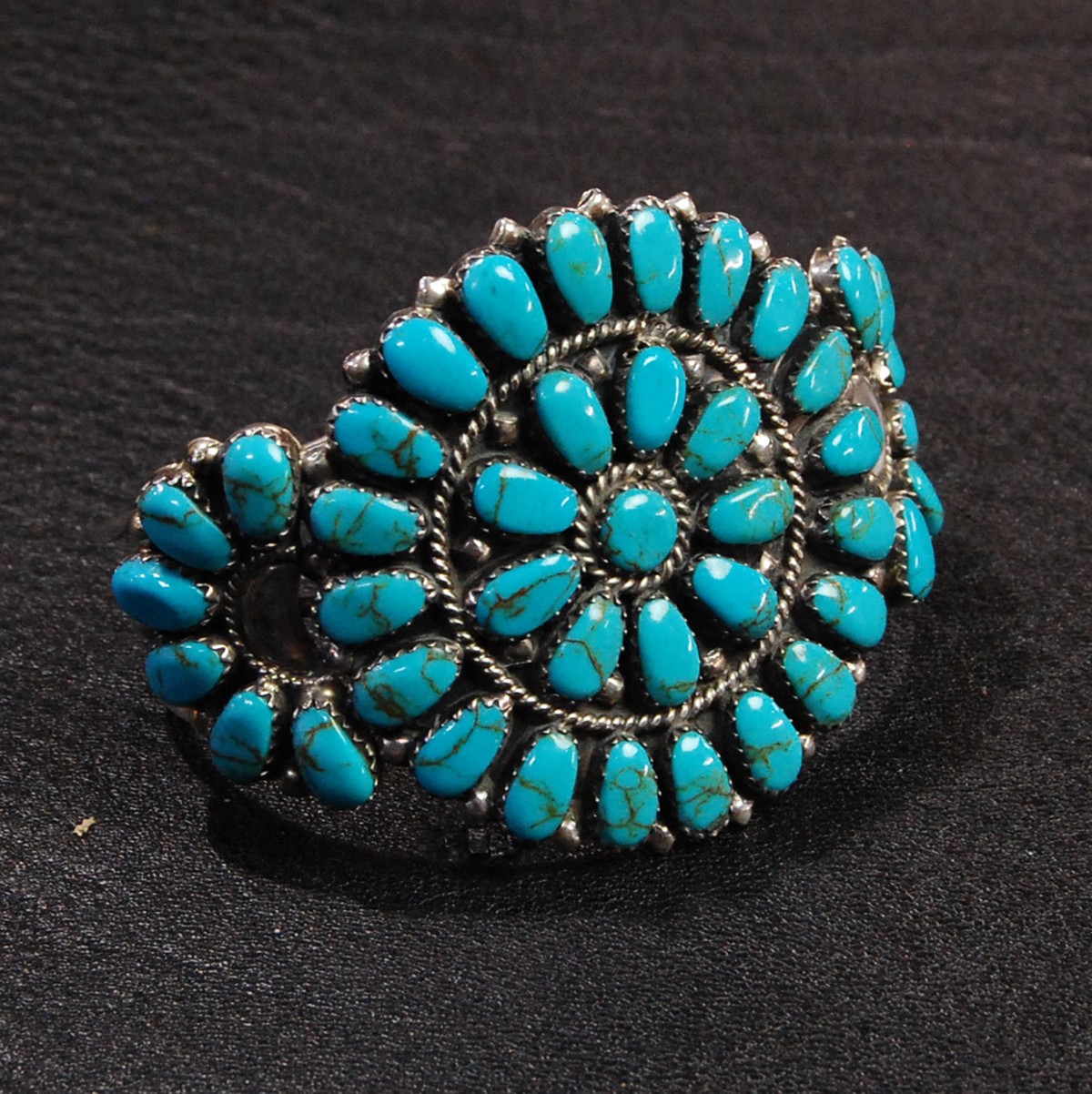 シルバークラスターフラワーバングル Navajo ナバホ ターコイズ