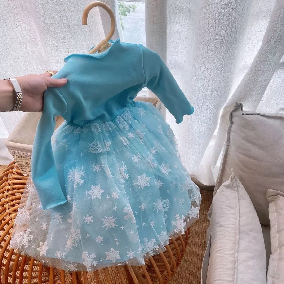 エルサ風 裏起毛ワンピース 80 90 100 110 1 Lily Closet リリィクローゼット