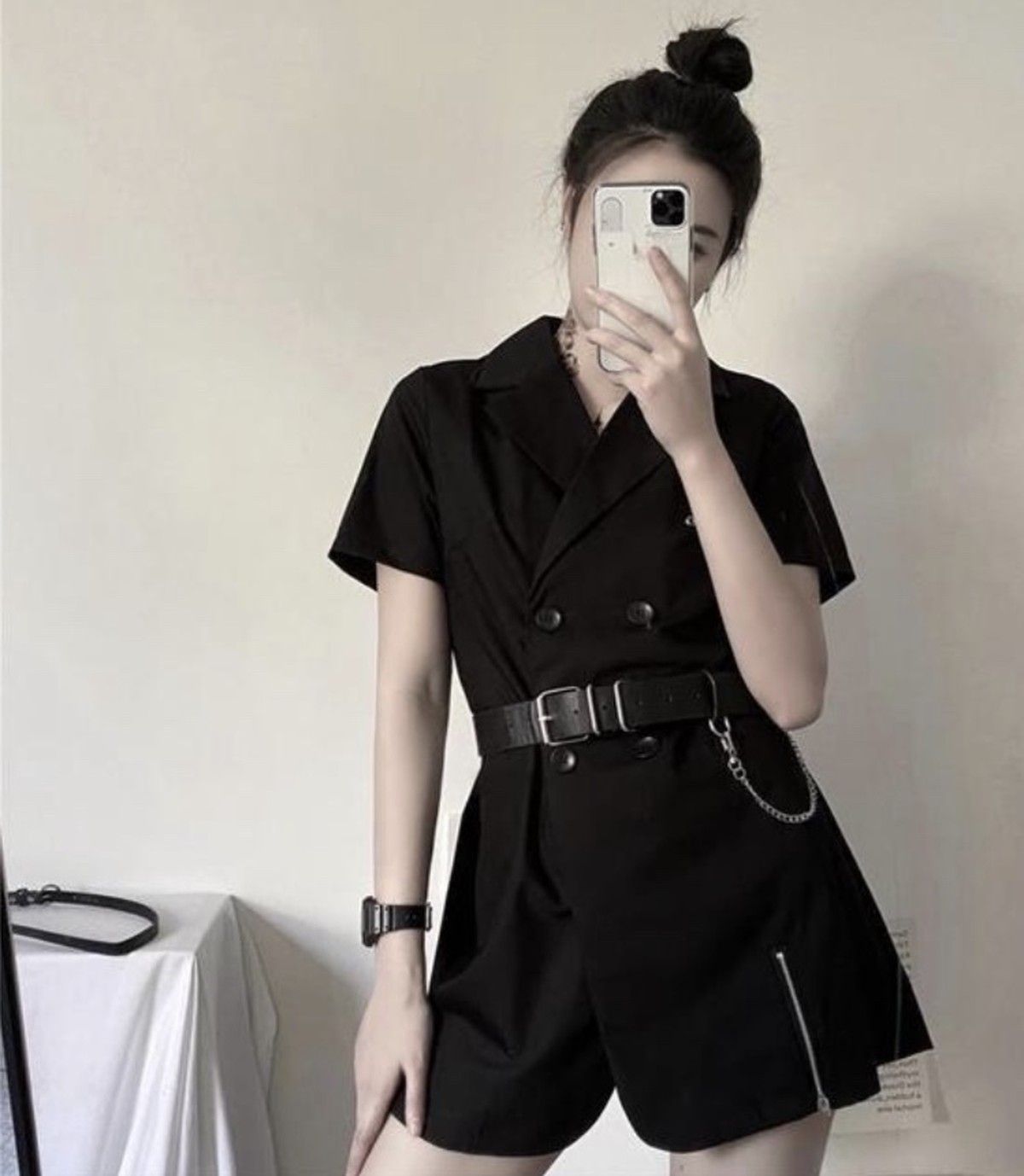 新品 モード系 ブラック ミニワンピ 腰ベルト 地雷系女子 病みかわ 夢かわ Tamu Shops