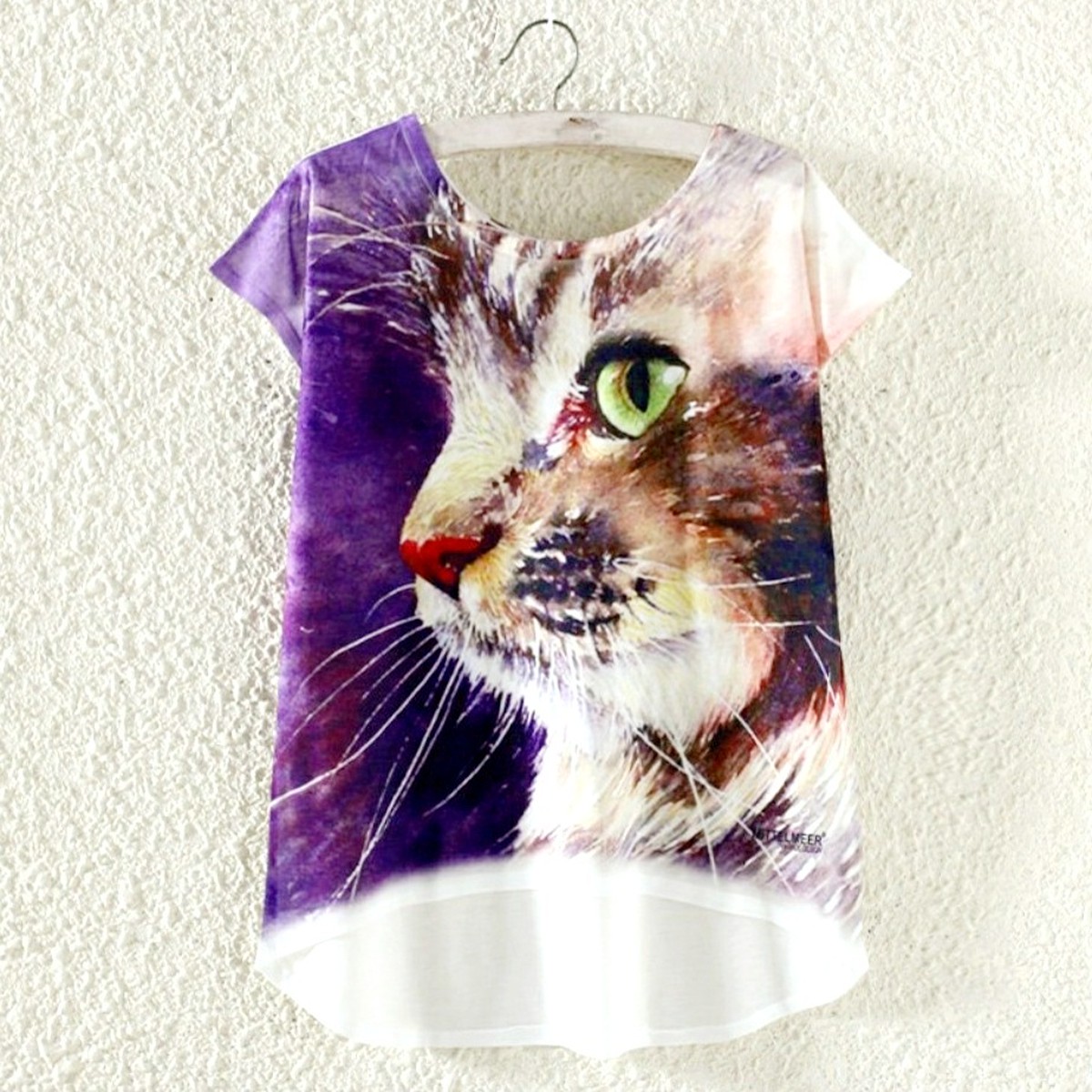 水彩タッチの横顔の猫tシャツ Mサイズ 即納 百猫堂 Momonekodo