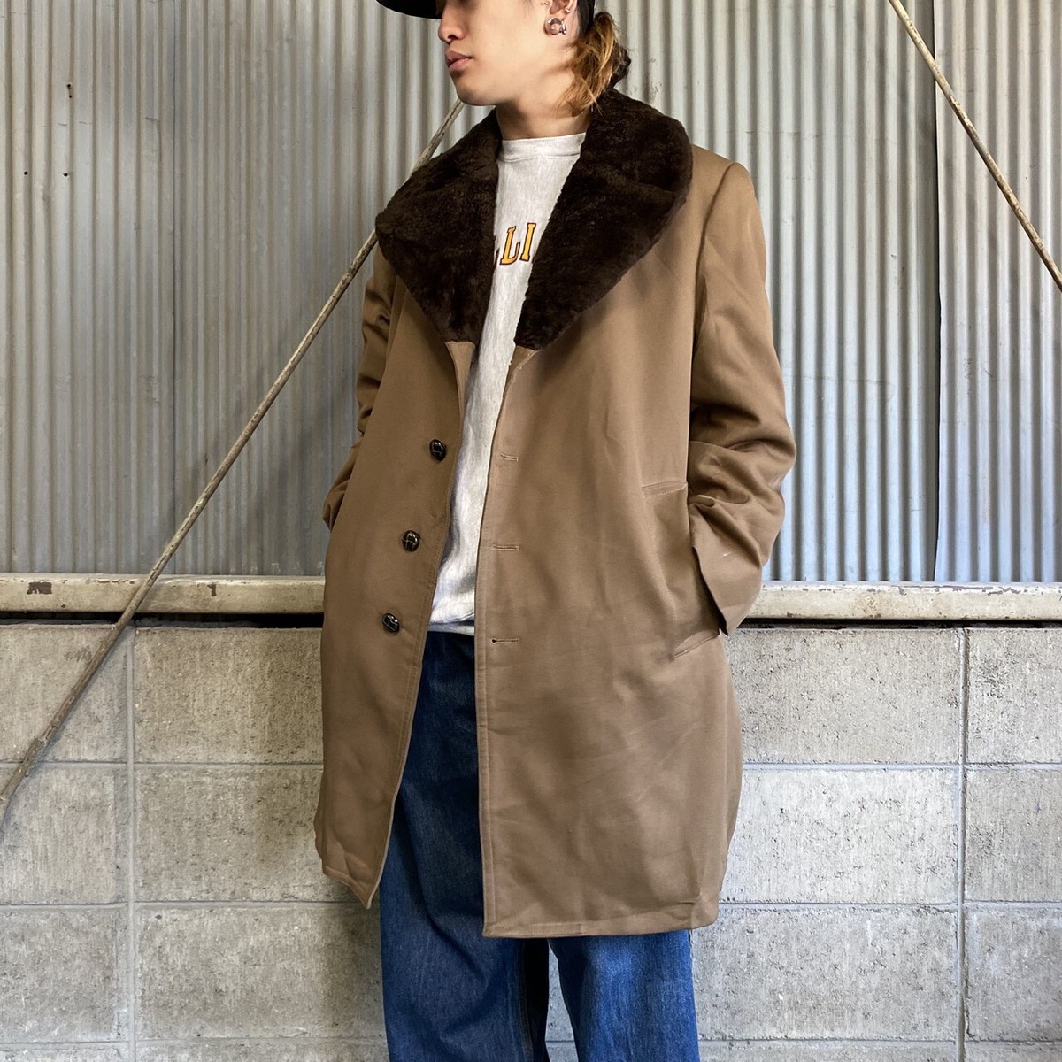 期間限定送料無料 60 S ビンテージ イタリア製 Knox Fifth Avenue ライナー付き ウール チェスターコート メンズ 男性 S M 程 古着 ロングコート 紺 Usa古着 60年代 ネイビー ウールコート ロング丈 ツイード チェスターコート ブレザー テーラード