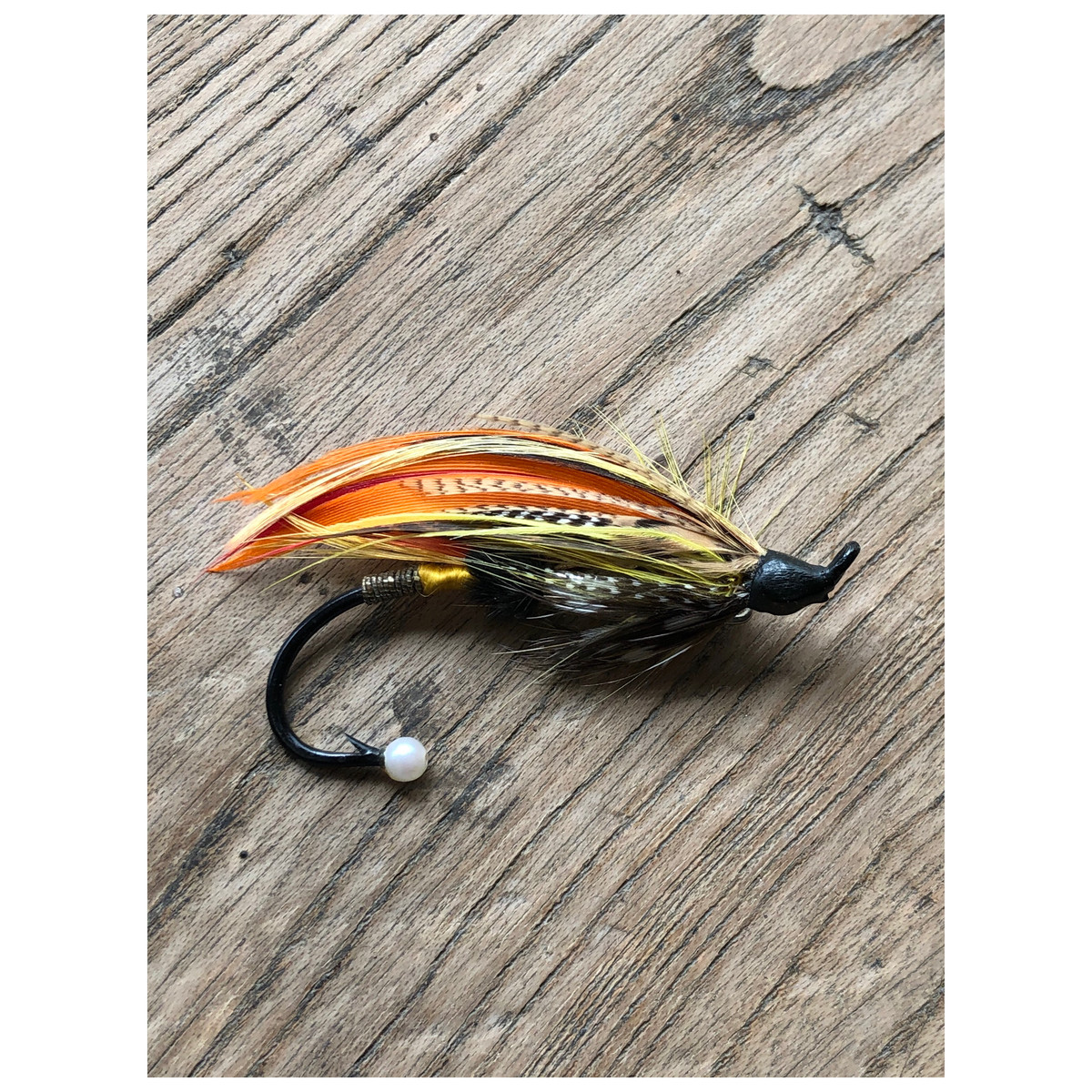 毛針 ブローチ オレンジ 羽根 ハットピン フライフィッシング アクセサリー Choice
