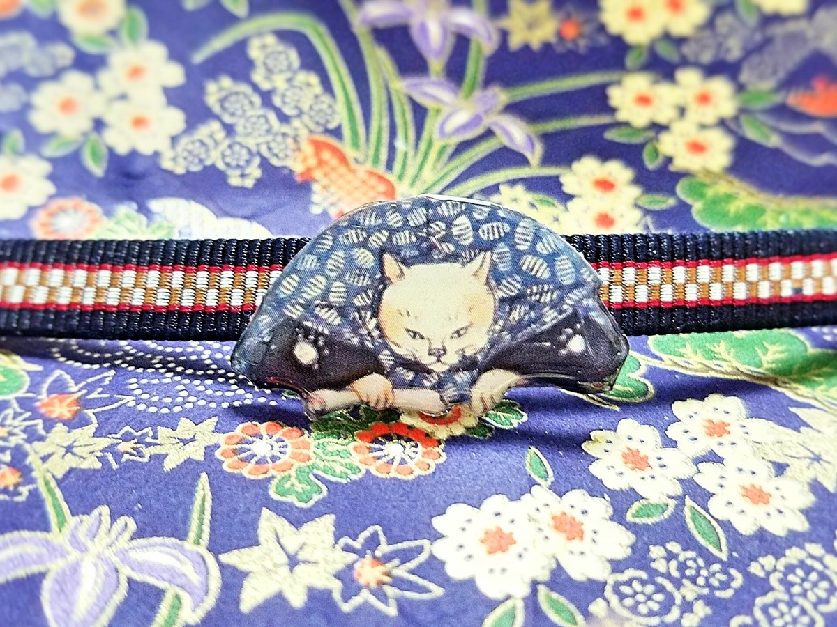 浮世絵帯留め 口上猫 和兎庵