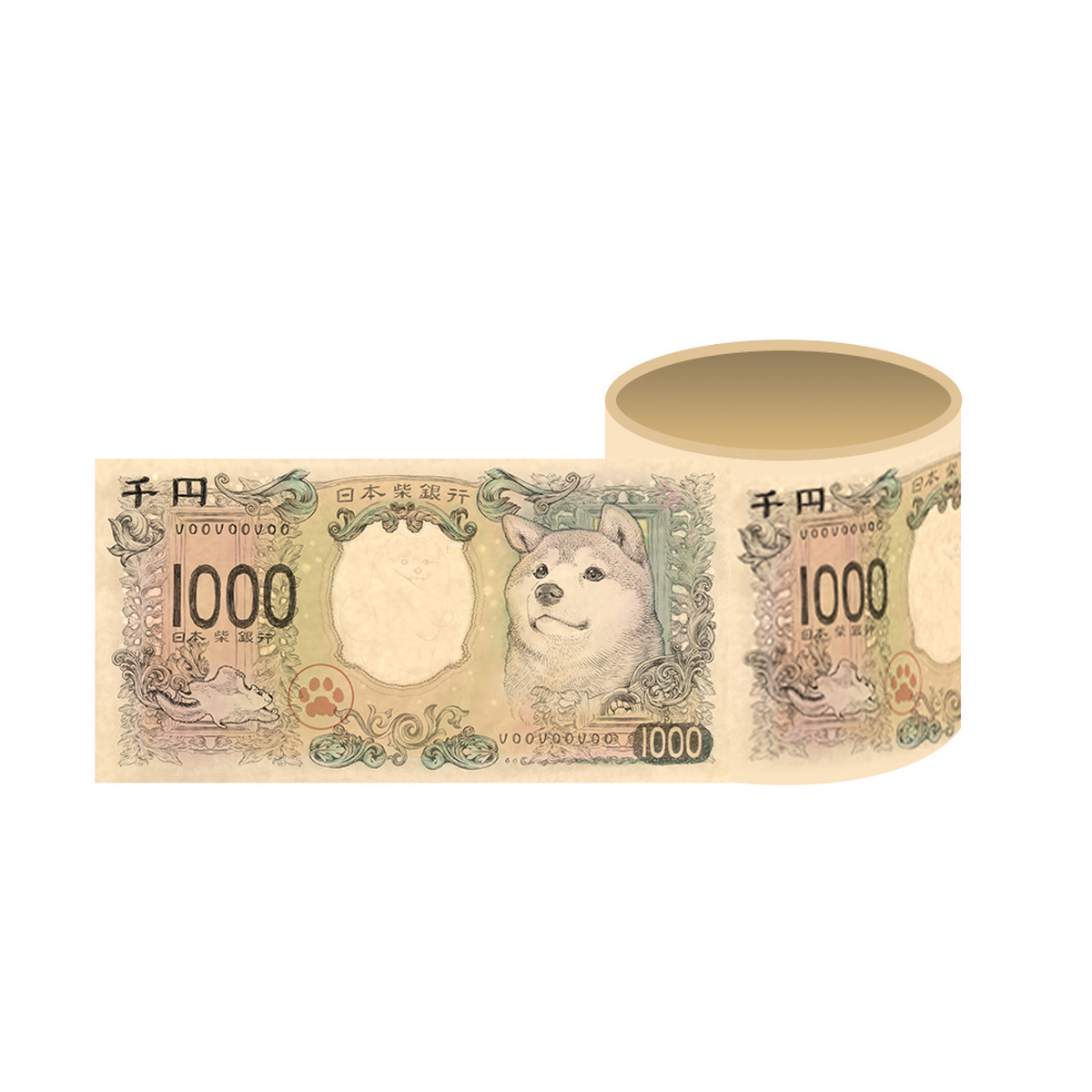 新千円札 柴犬 カスタムテープ 養生テープ スペースファクトリーオンラインストア