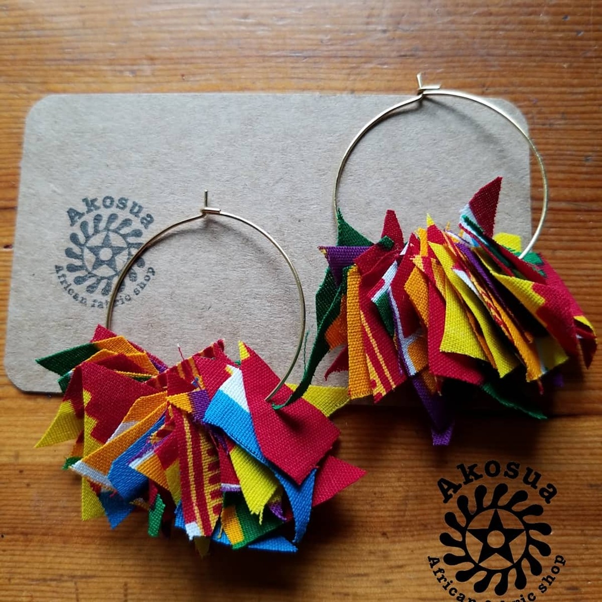 アフリカン布 ケンテプリント 端切れピアス Akosua African Fabric Shop