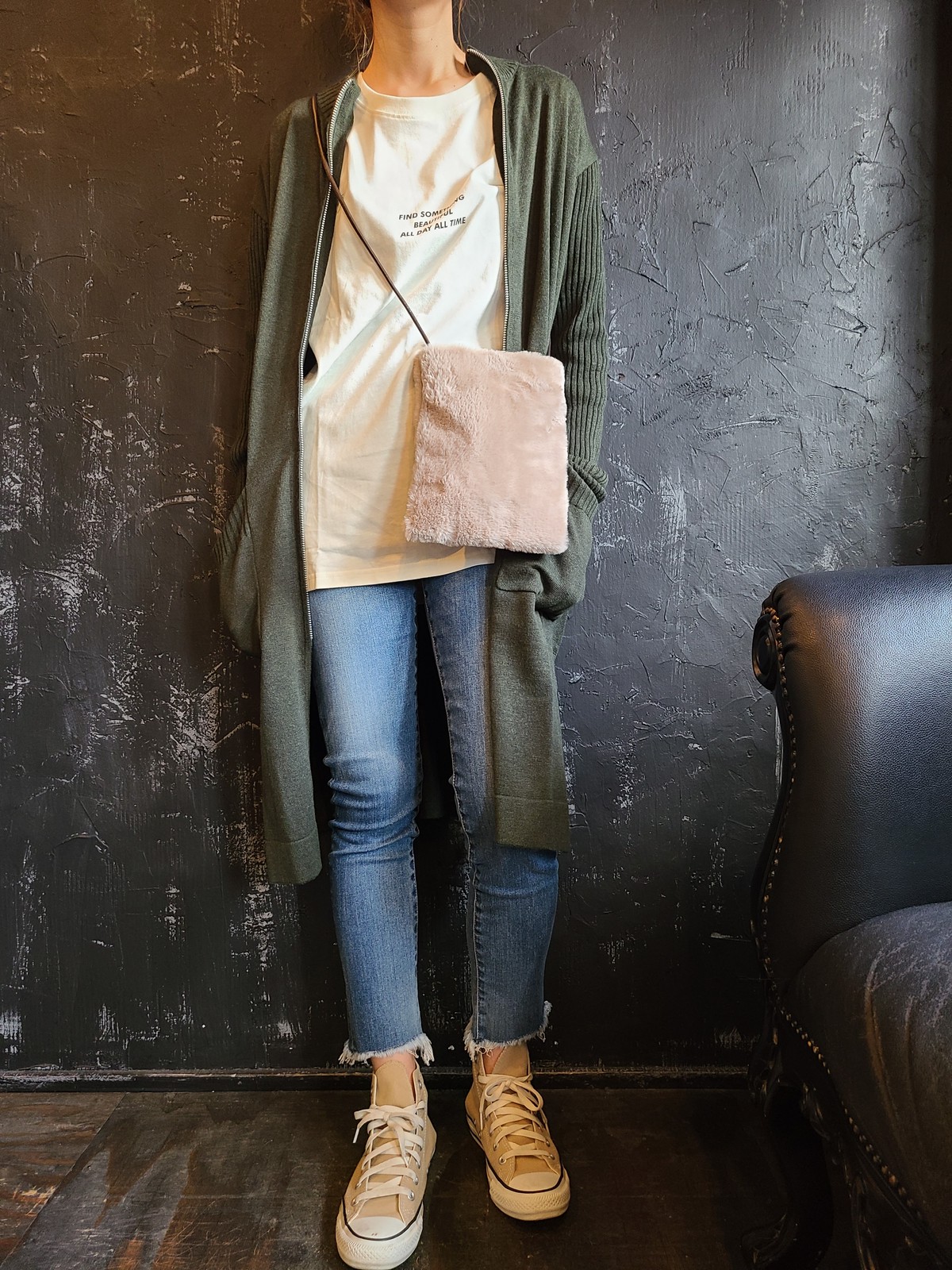 ニットma 1風ロングカーディガン Aurare