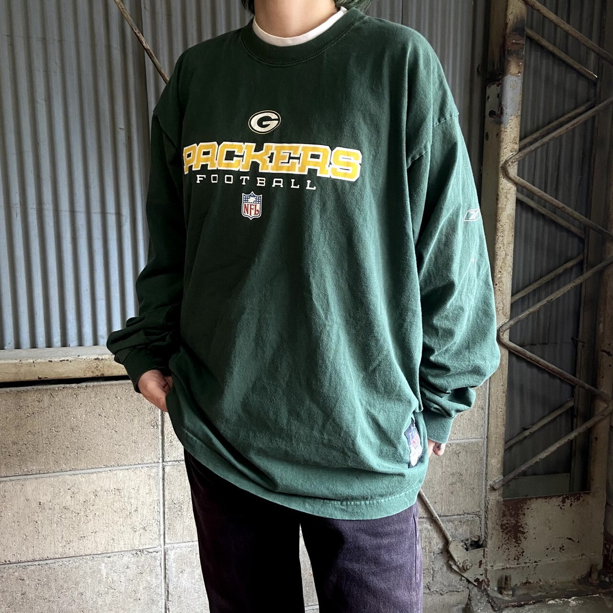 ダブル／ミストブルー NFL パッガーズ packers ビッグロゴ刺繍