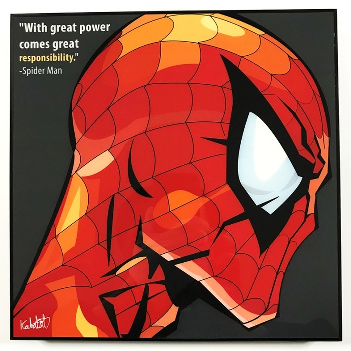 Spider Man スパイダーマン ポップアートパネル Keetatat Sitthiket フレーム ボード グラフィック ウォール 絵画 壁立て 壁掛けインテリア 額 ポスター プレゼント ギフト インスタ映え 映画 アベンジャーズ Marvel マーベル アメコミ キータタットシティケット