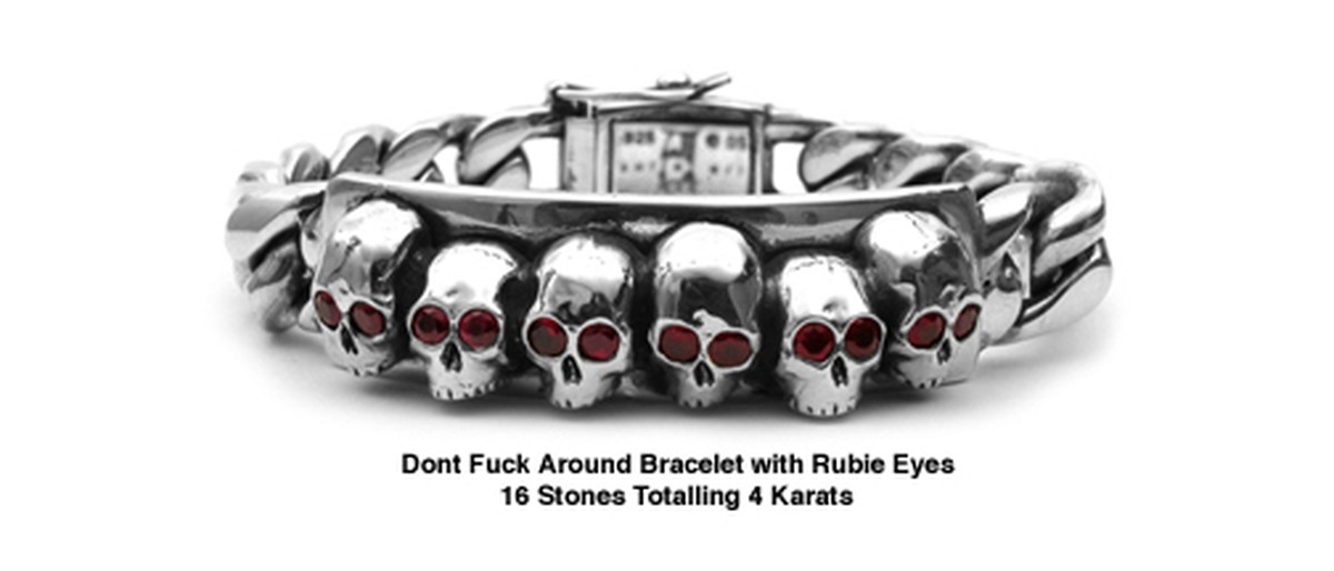 Dont Fuck Around Bracelet Silver with Rubie Eyes SofferAri