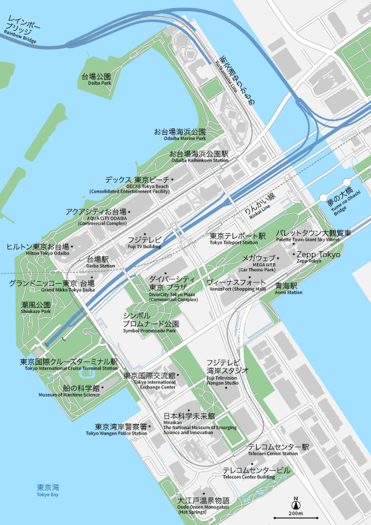 東京 お台場 イラレ素材 Eps 日本語 英語 並記版 地図素材をダウンロードにて販売するお店 今八商店