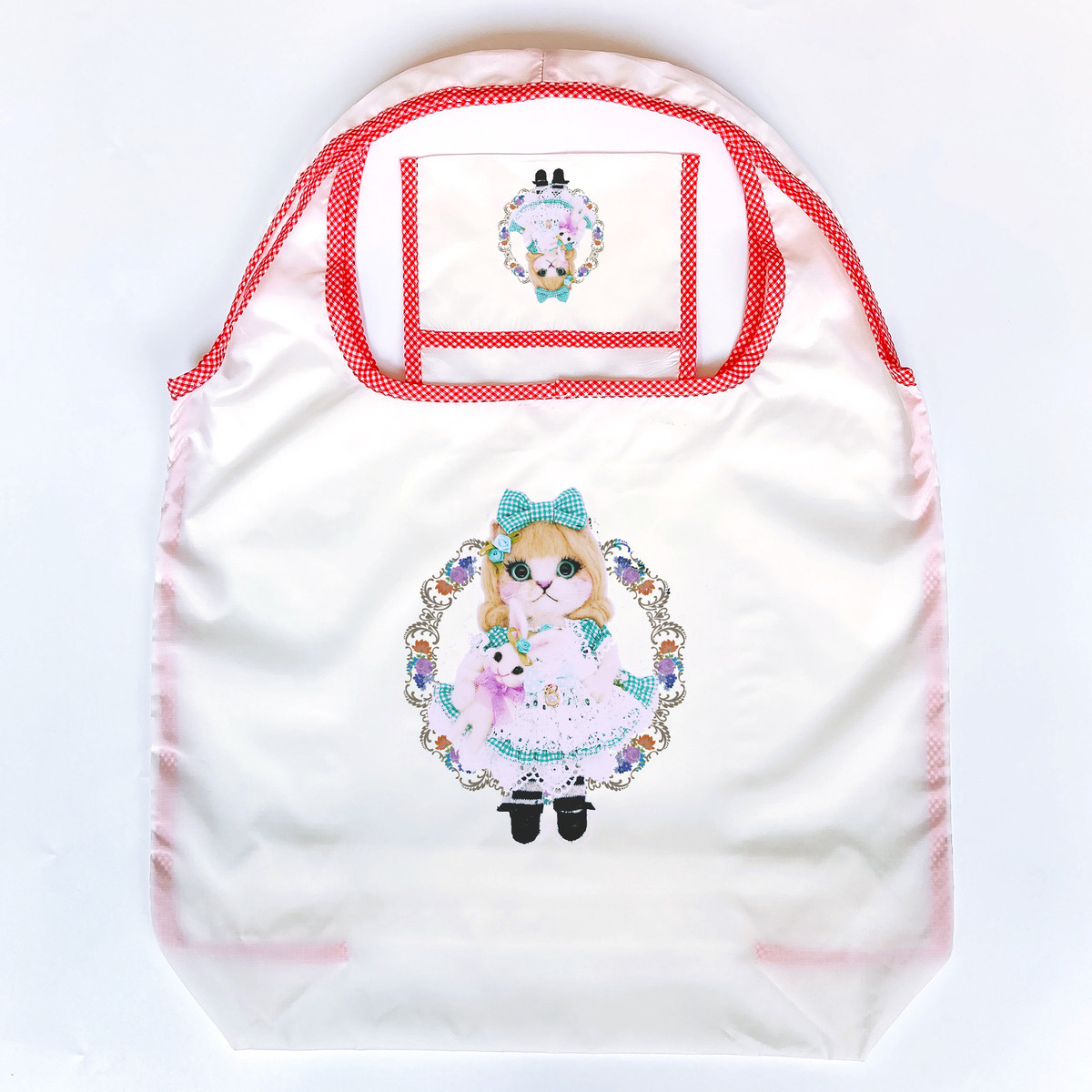 Pink Jean アリスにゃん 花束 エコバッグ もんしゃみにおん ねこ作家の雑貨店