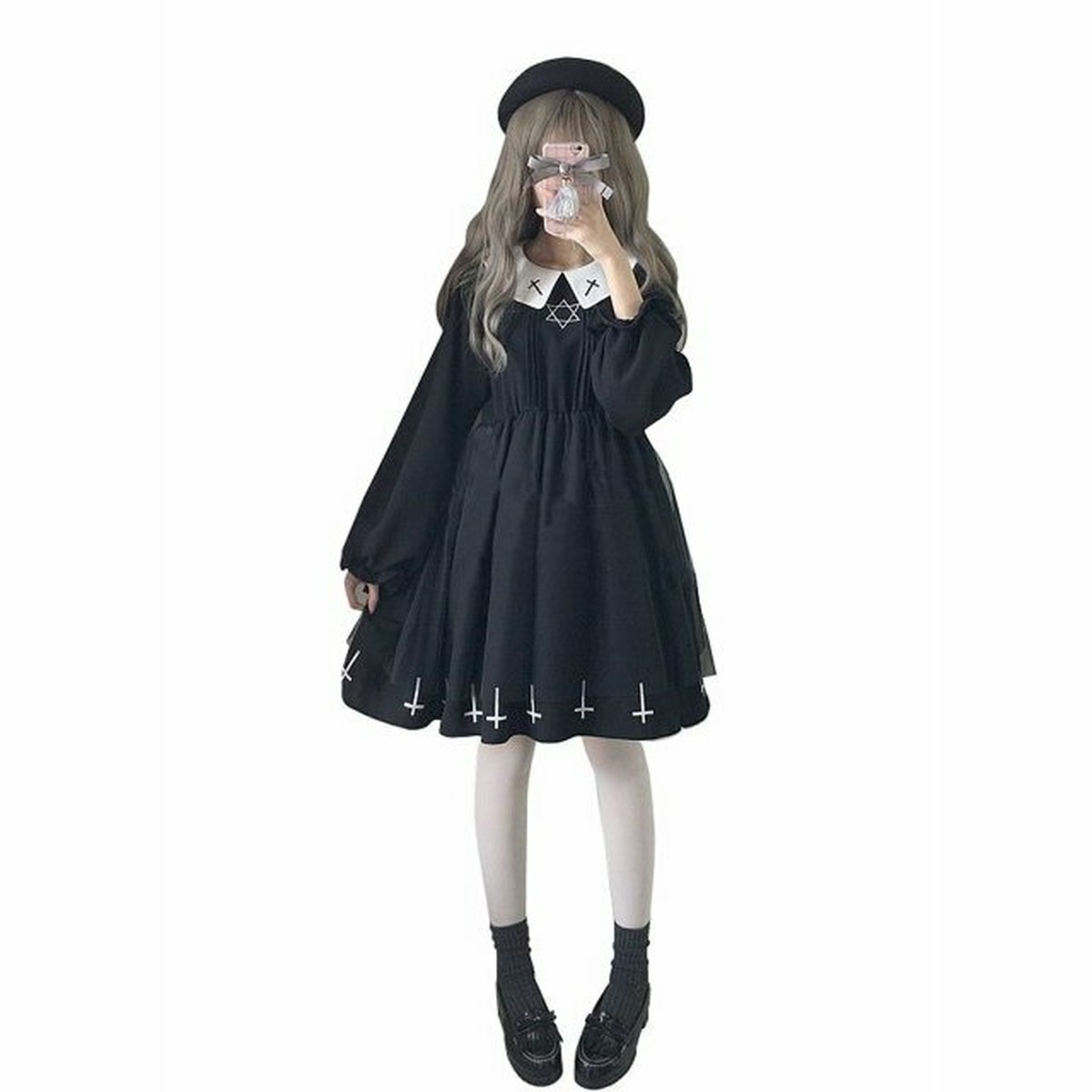 クロス 魔法陣 ワンピース ゴスロリ ゴシック 十字架 シスター ハロウィン ロリータ ロリィタ コスプレ 病みかわいい Aio Online Store