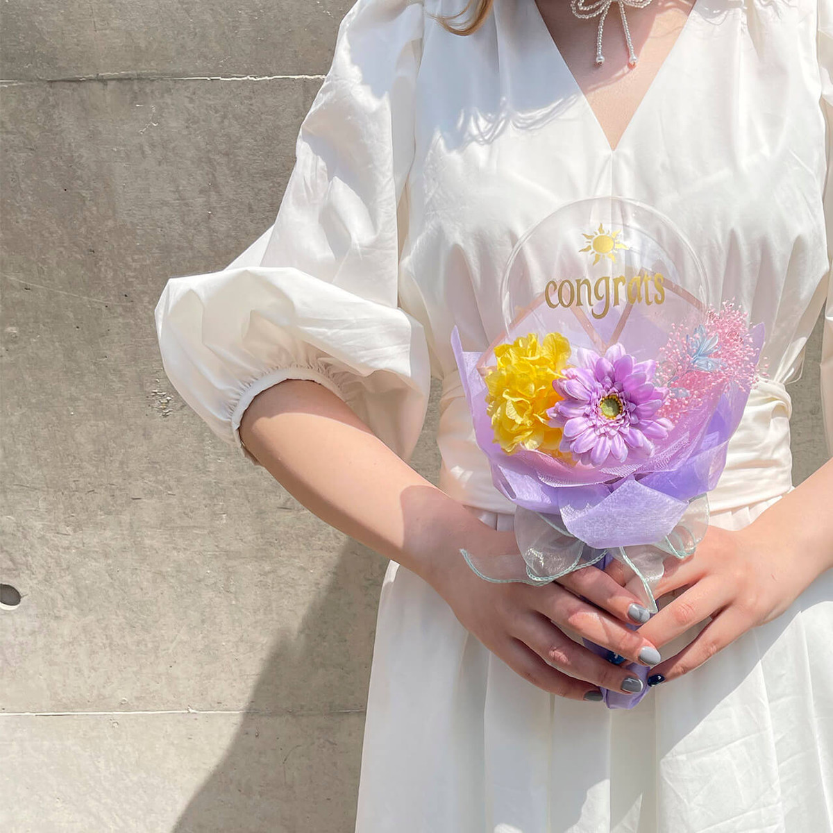 Balloon Flower Bouquet Mini Rapunzel ラプンツェルモデル 大阪 心斎橋 堀江のバルーンとお花を使ったおしゃれな花束バルーンショップ Saguaro Balloon