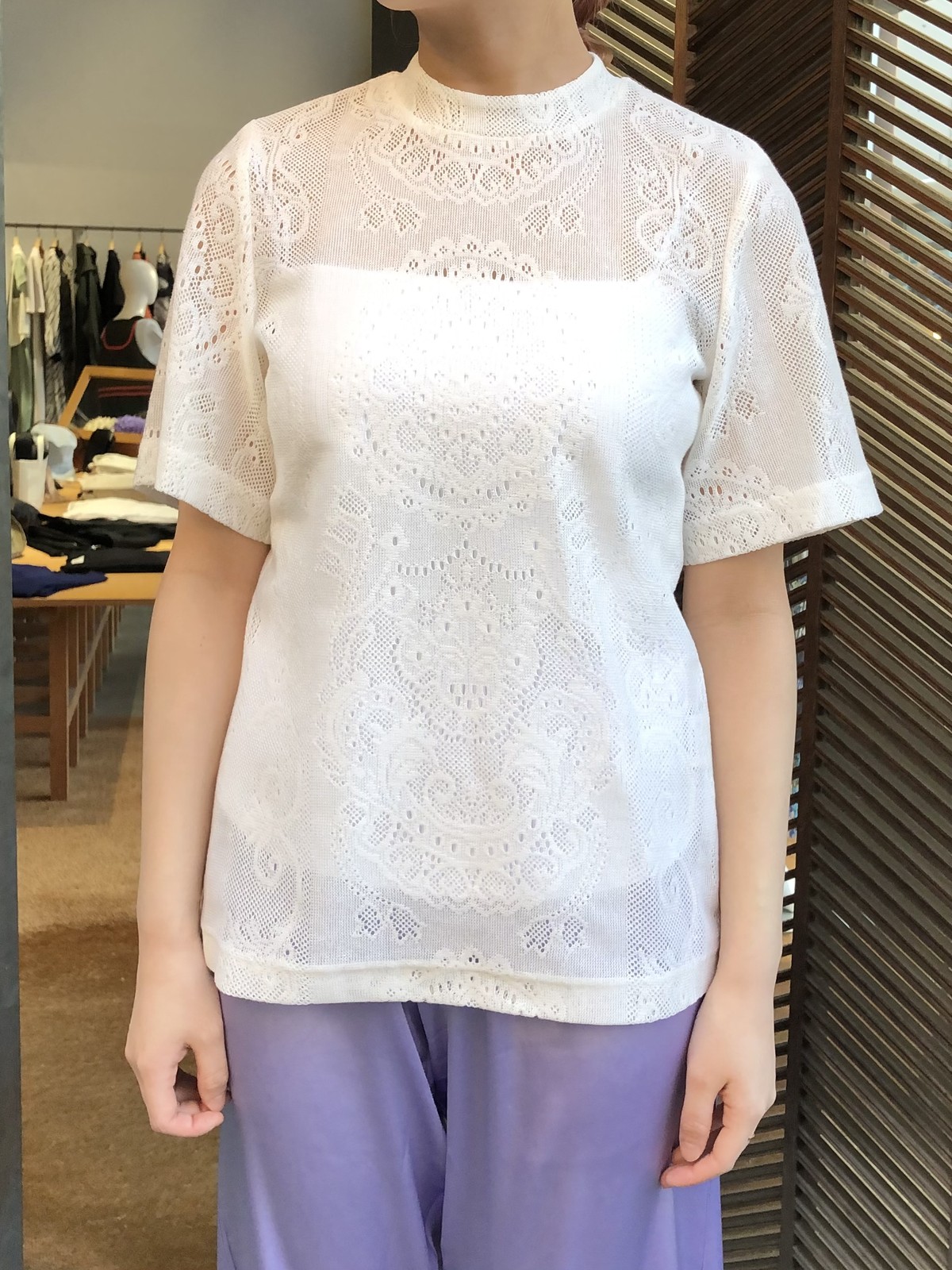 mame Curtain Lace Jacquard Jersey Top