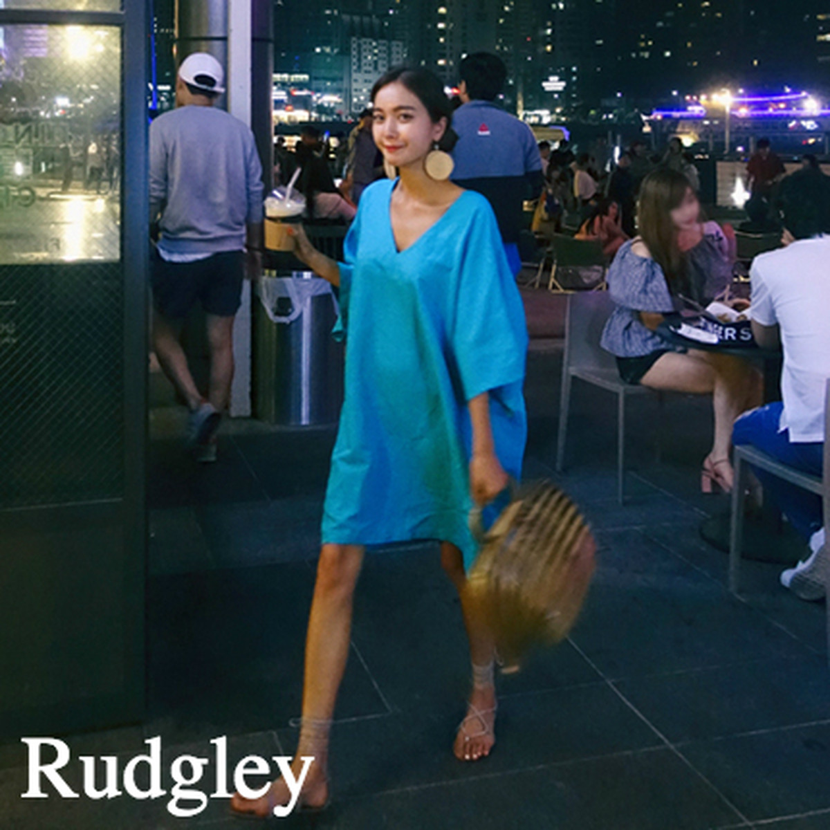 ターコイズブルーリネンワンピース165 韓国レディースファッション通販 Rudgley ラジュリー