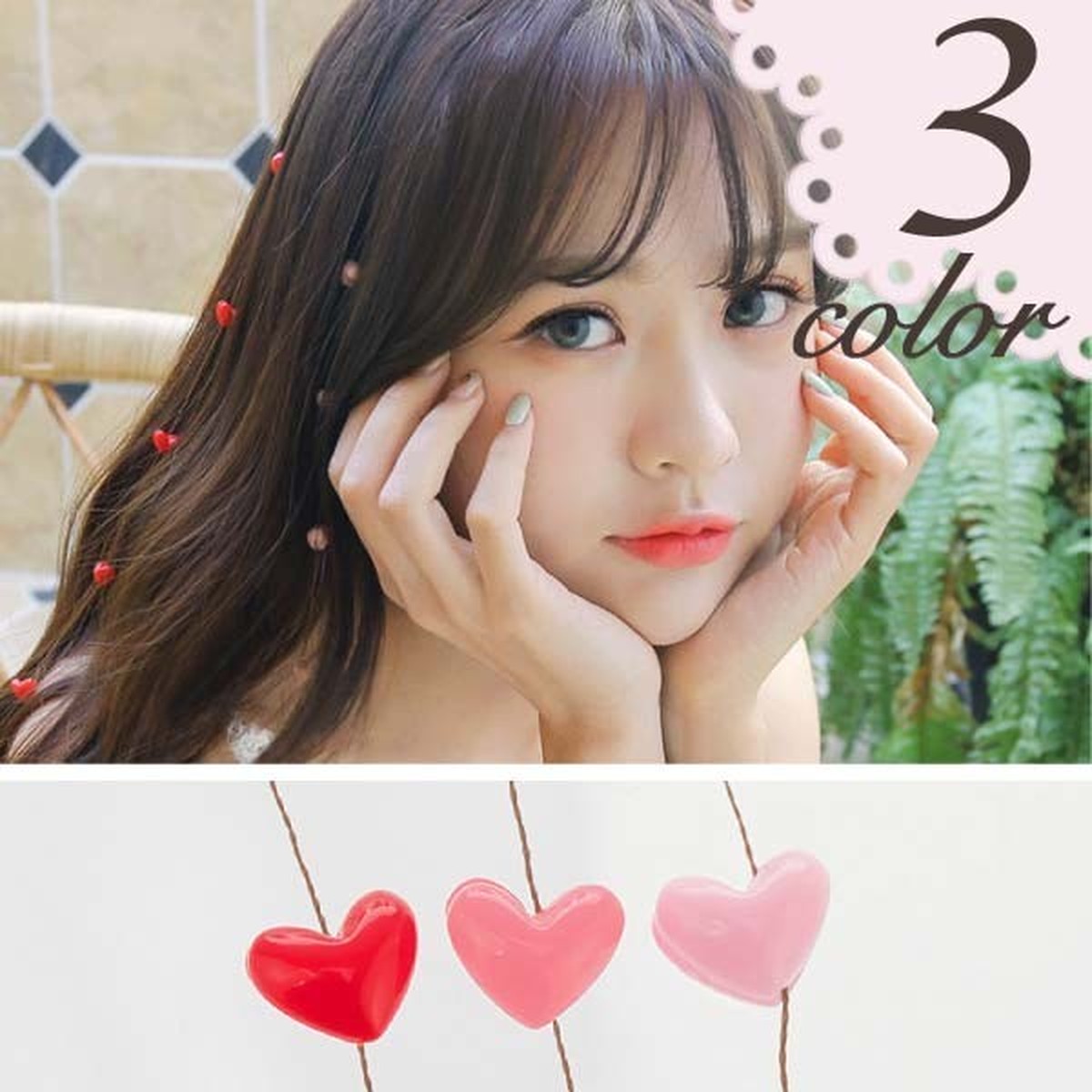 エクステ ワンタッチエクステ ハート ビーズ ヘアクリップ 髪留め 可愛い イベント 夏 ダンス 韓国 原宿 Hummingf