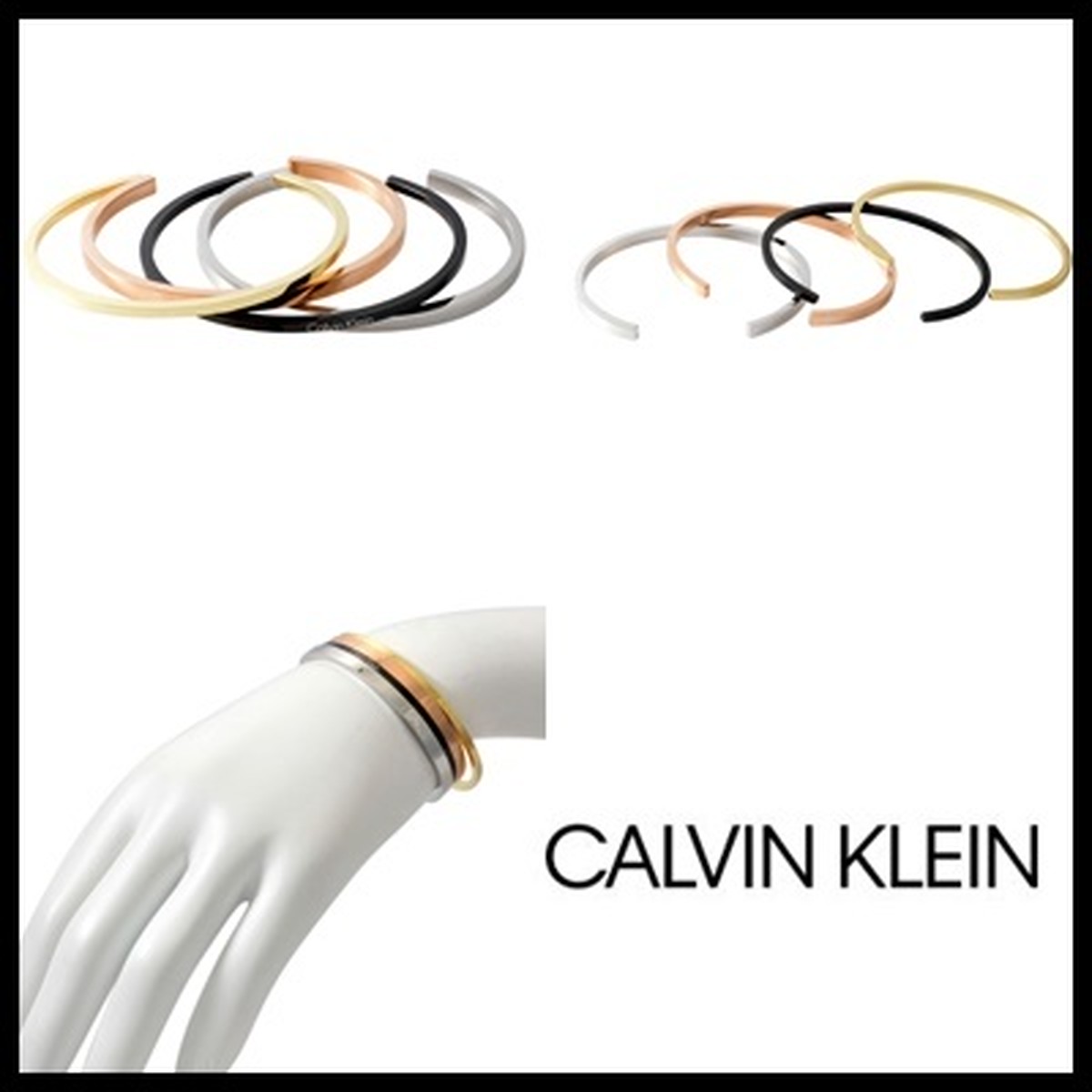 カルバンクライン Calvin Klein Kj7gbfs 4連 カフ バングル ブレスレット 4本セット Sサイズ Open Gorg 送料無料 数量限定sale Biossom