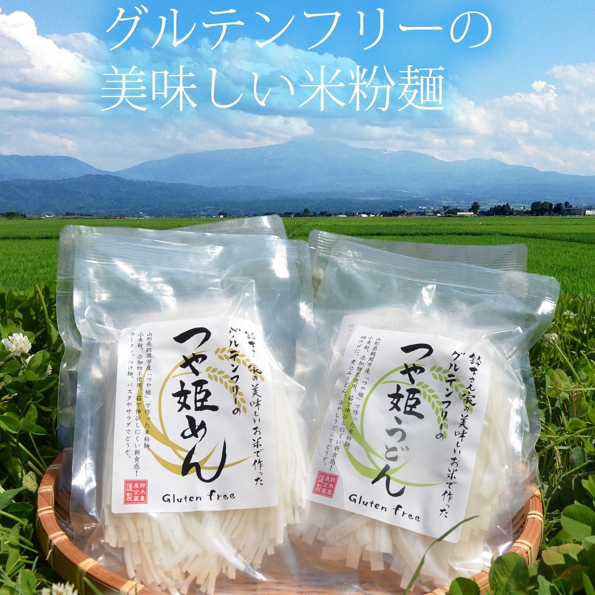 ななにー グルテンフリー米粉麺 おやじの米めん つや姫めん つや姫うどん 食べ比べセット1g 10袋 鈴木農産企画公式ショップ