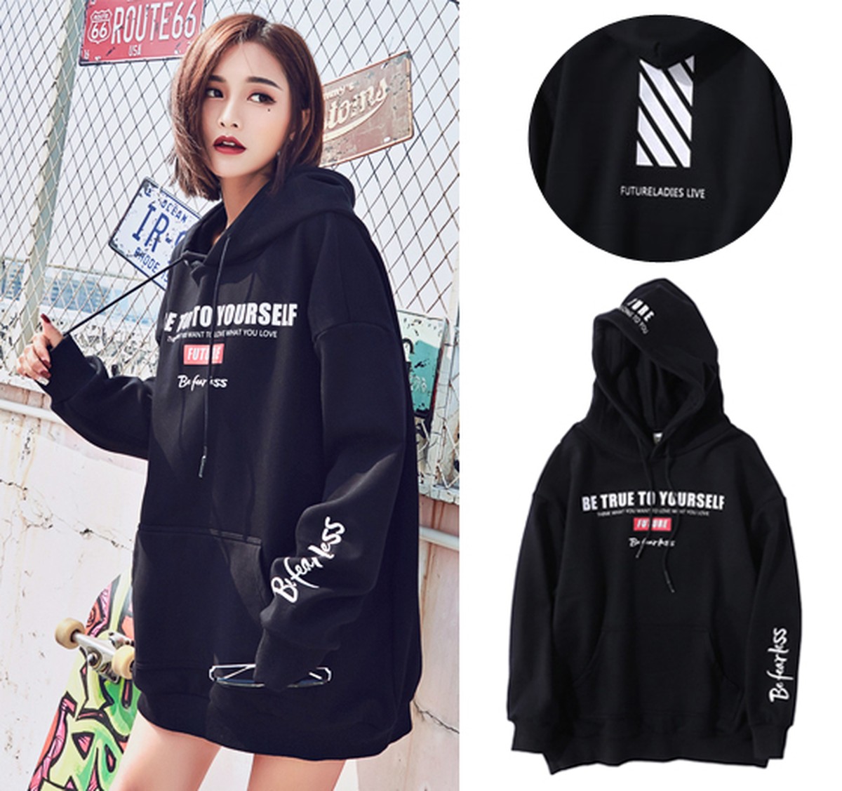 パーカー レディース 韓国 長袖 ビッグパーカー ストリート 原宿系 Tb 611 毒いちご 韓国ファッション