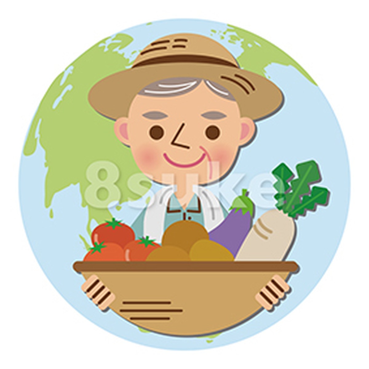 イラスト素材：農産物のグローバル化促進のイメージ（ベクター・JPG） | 8sukeの人物イラスト屋：かわいいベクター素材のダウンロード販売