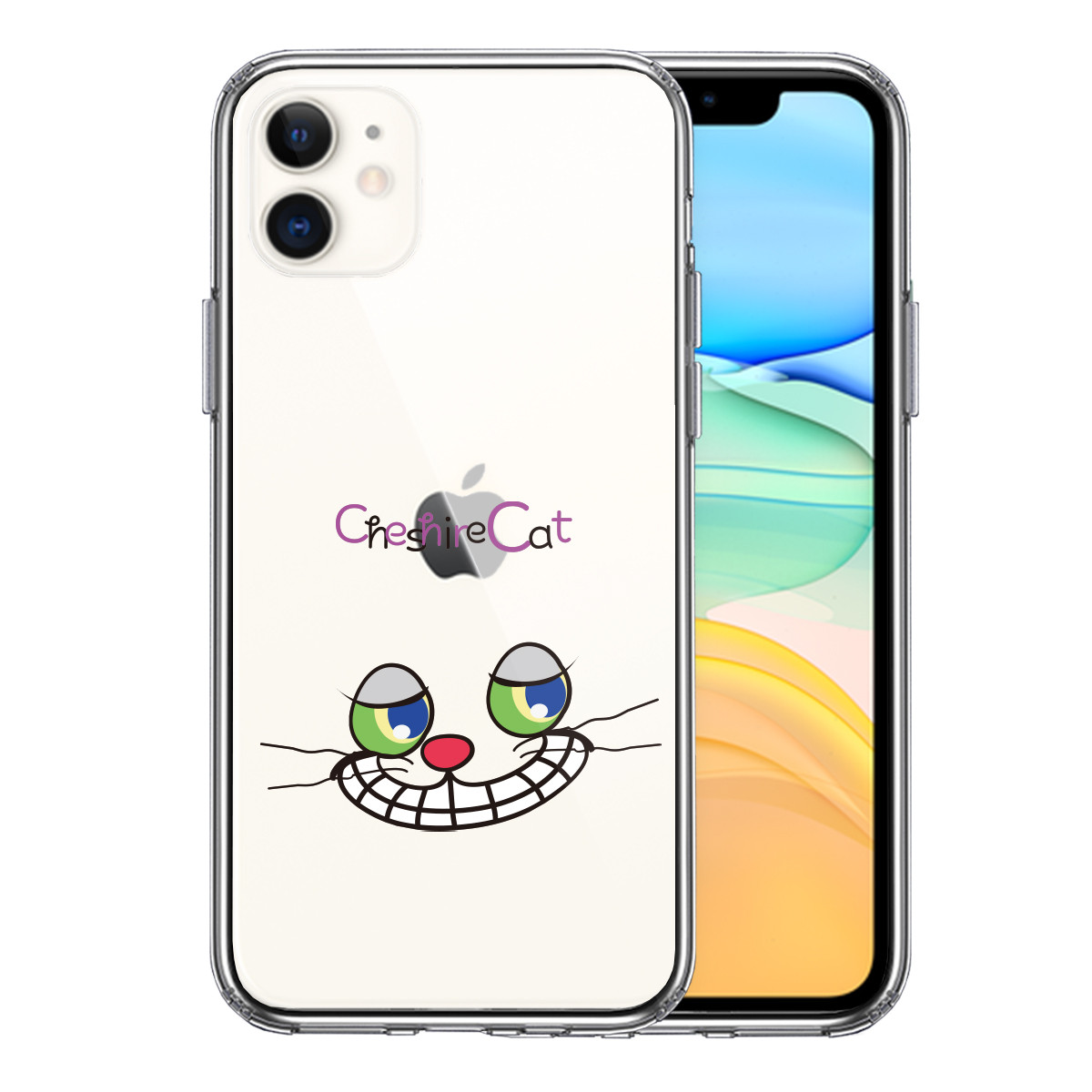 Iphone11 側面ソフト 背面ハード ハイブリッド クリア ケース カバー アリス Cat チェシャ猫 2 アイコネクトショップ Base店